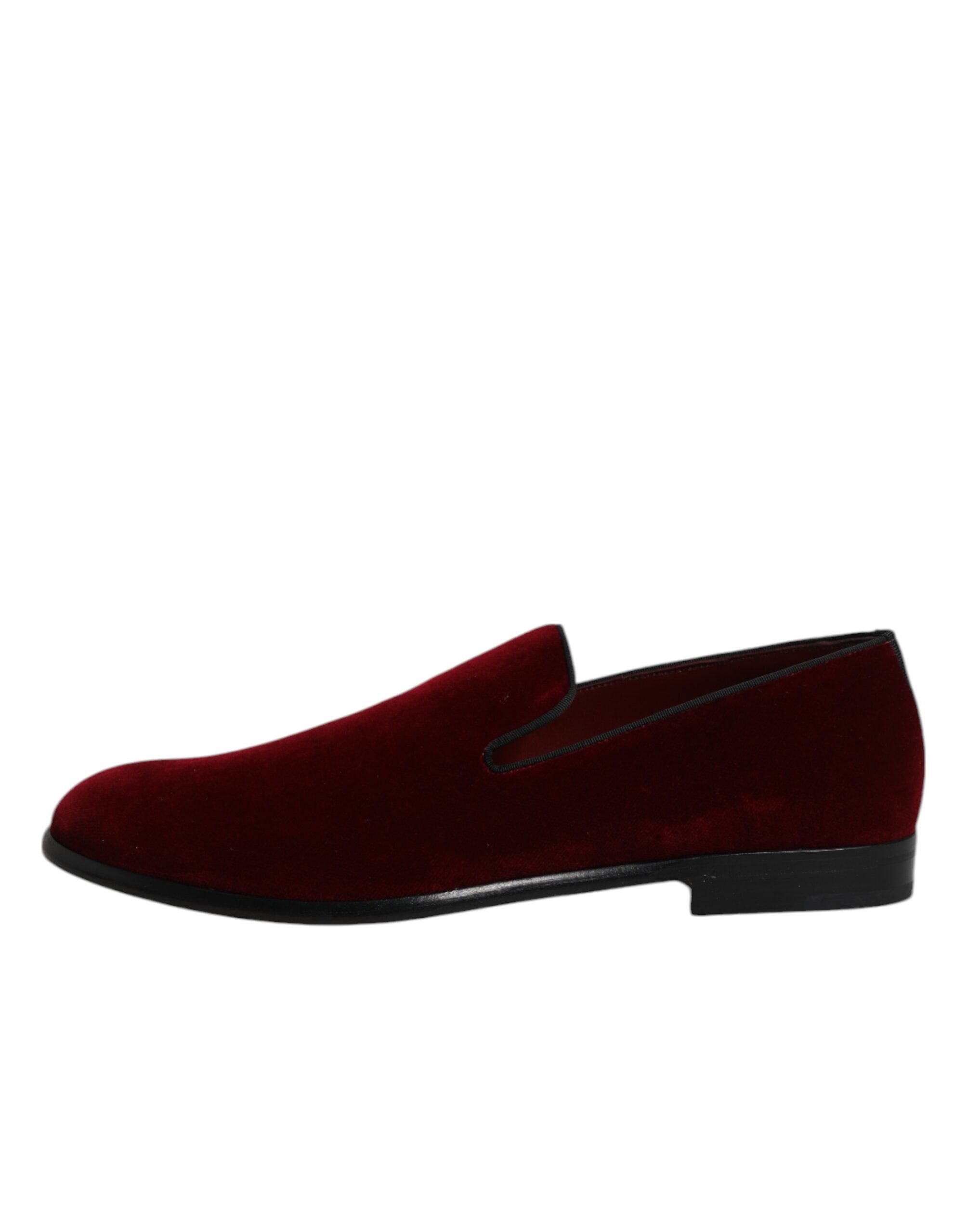 Dolce & Gabbana Red Cotton Velvet Slip On Loafers Formal Shoes - Image 6