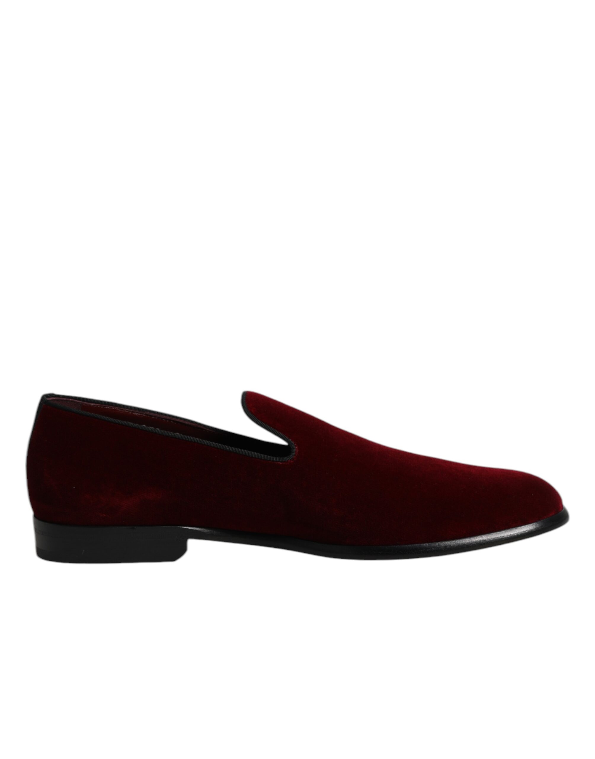 Dolce & Gabbana Red Cotton Velvet Slip On Loafers Formal Shoes - Image 7
