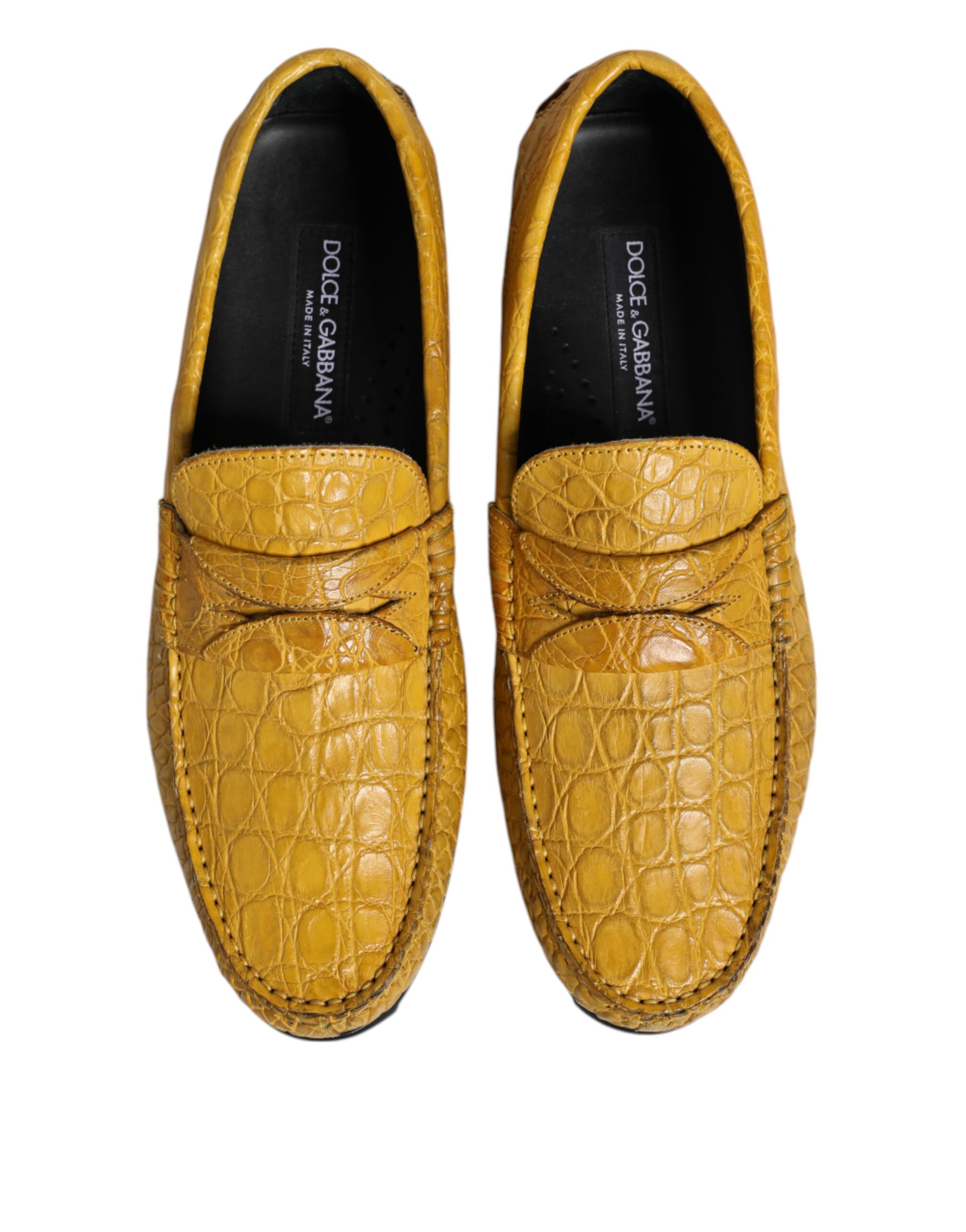 Dolce & Gabbana Yellow Exotic Leather Loafers Slip On Shoes - Image 3