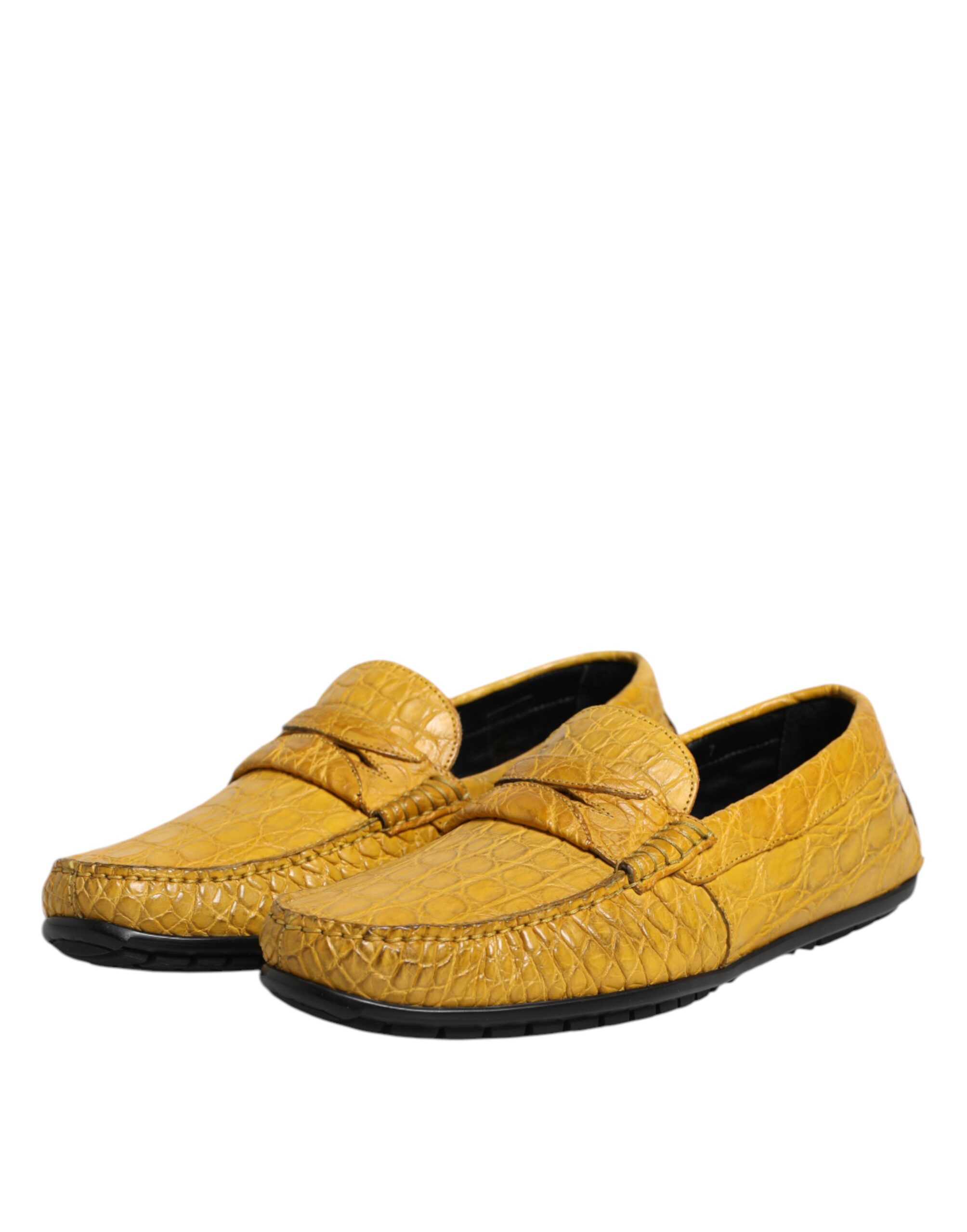 Dolce & Gabbana Yellow Exotic Leather Loafers Slip On Shoes - Image 4