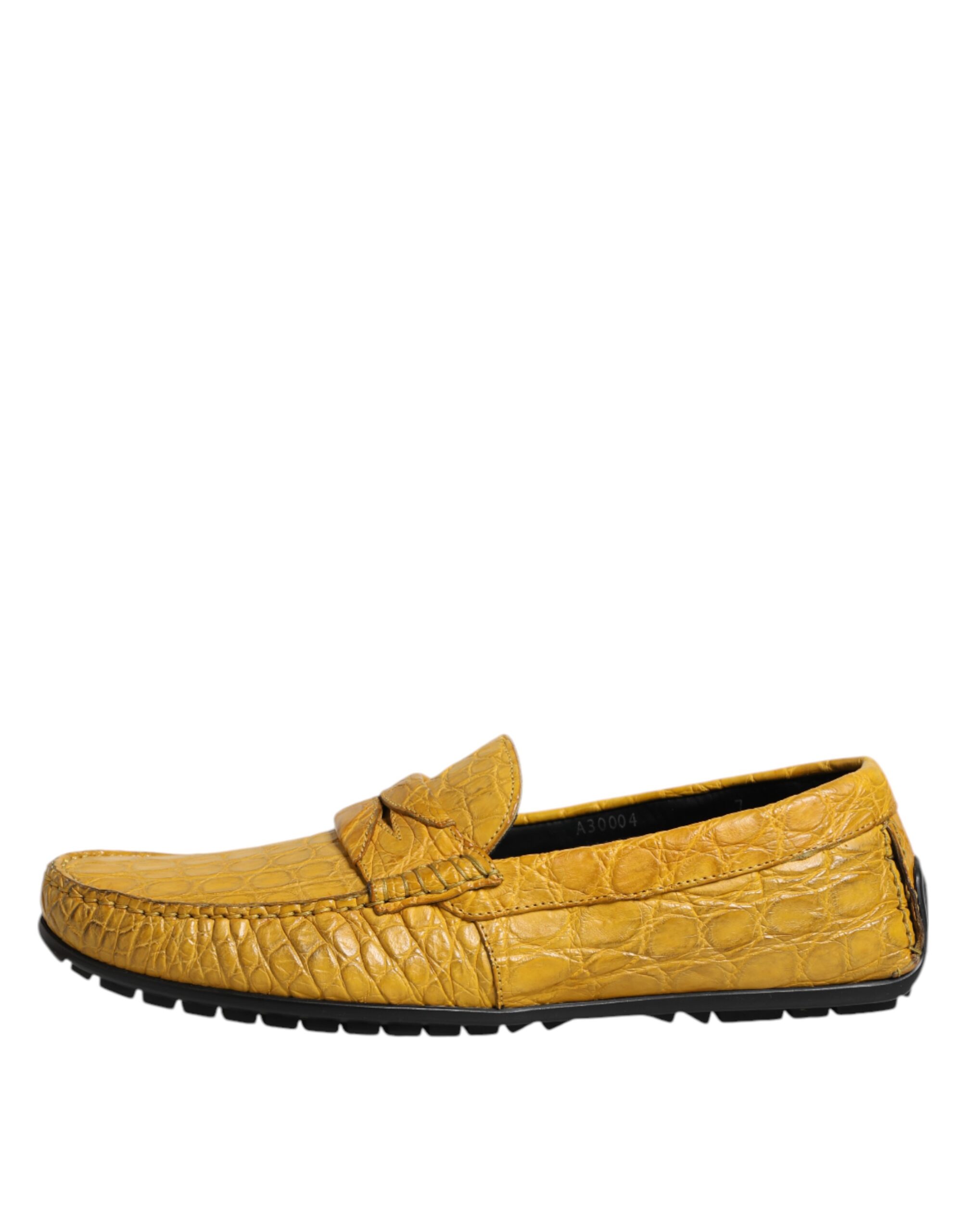 Dolce & Gabbana Yellow Exotic Leather Loafers Slip On Shoes - Image 6