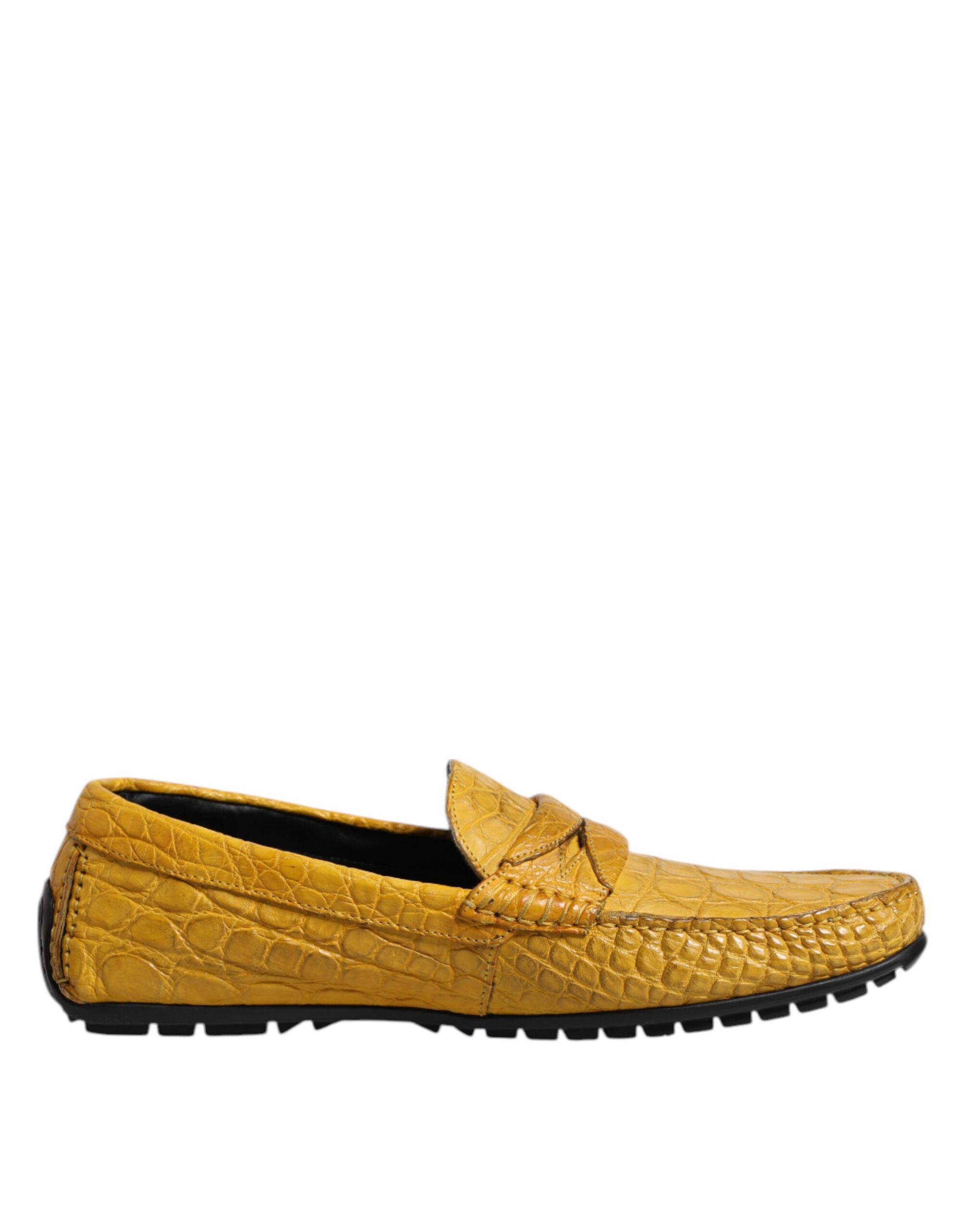 Dolce & Gabbana Yellow Exotic Leather Loafers Slip On Shoes - Image 7
