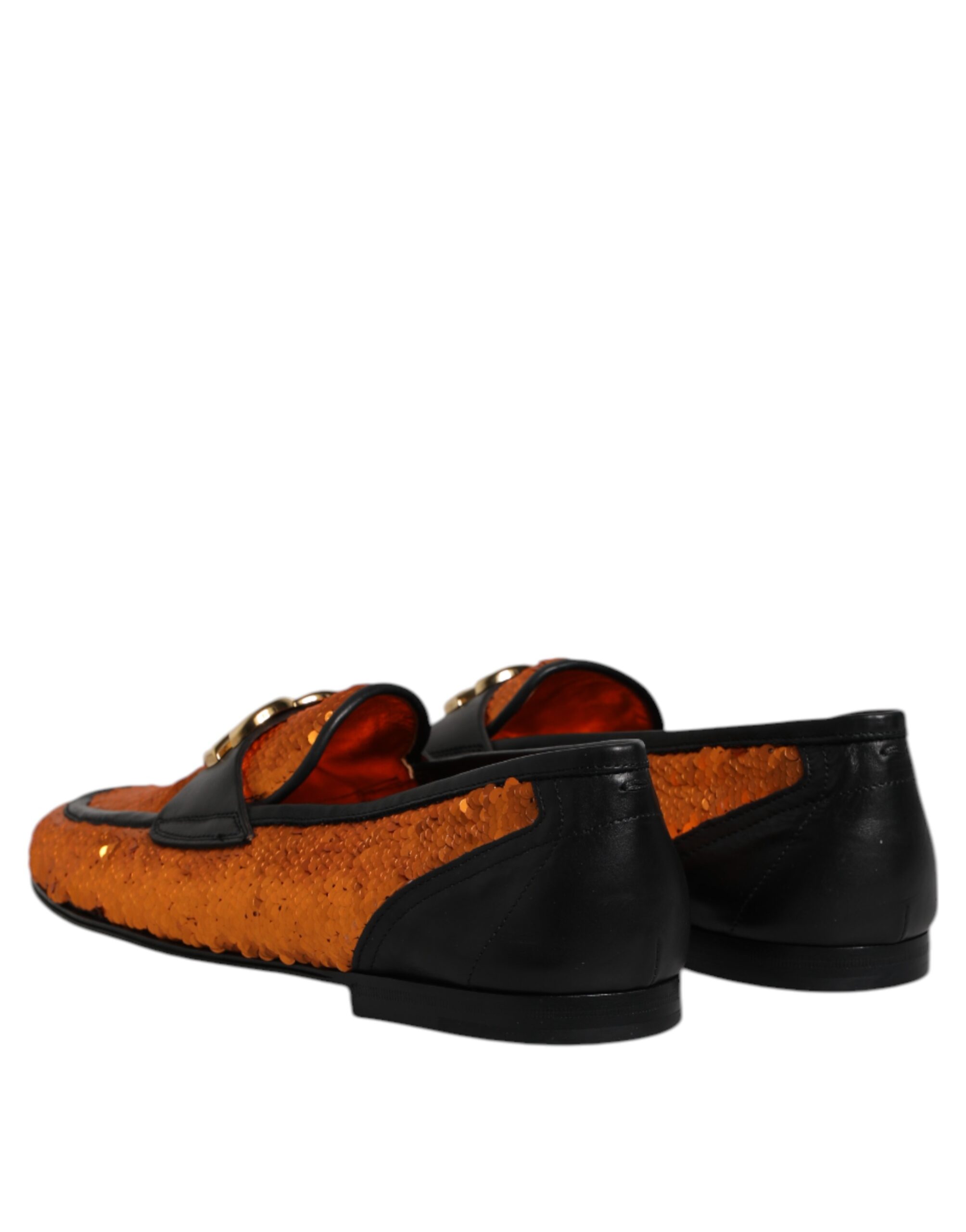 Dolce & Gabbana Orange Sequin Embellished Men Loafers Shoes - Image 5