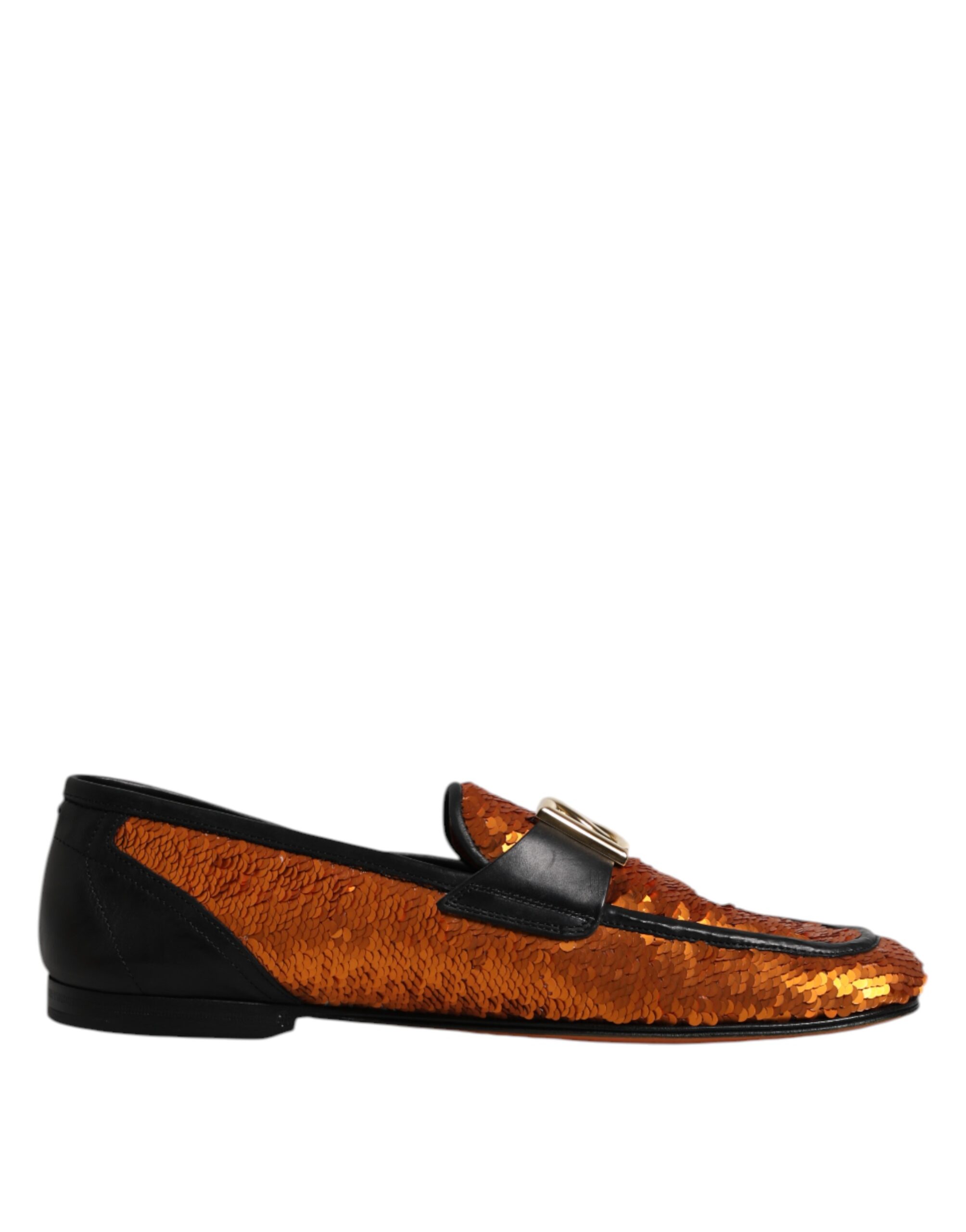 Dolce & Gabbana Orange Sequin Embellished Men Loafers Shoes - Image 7
