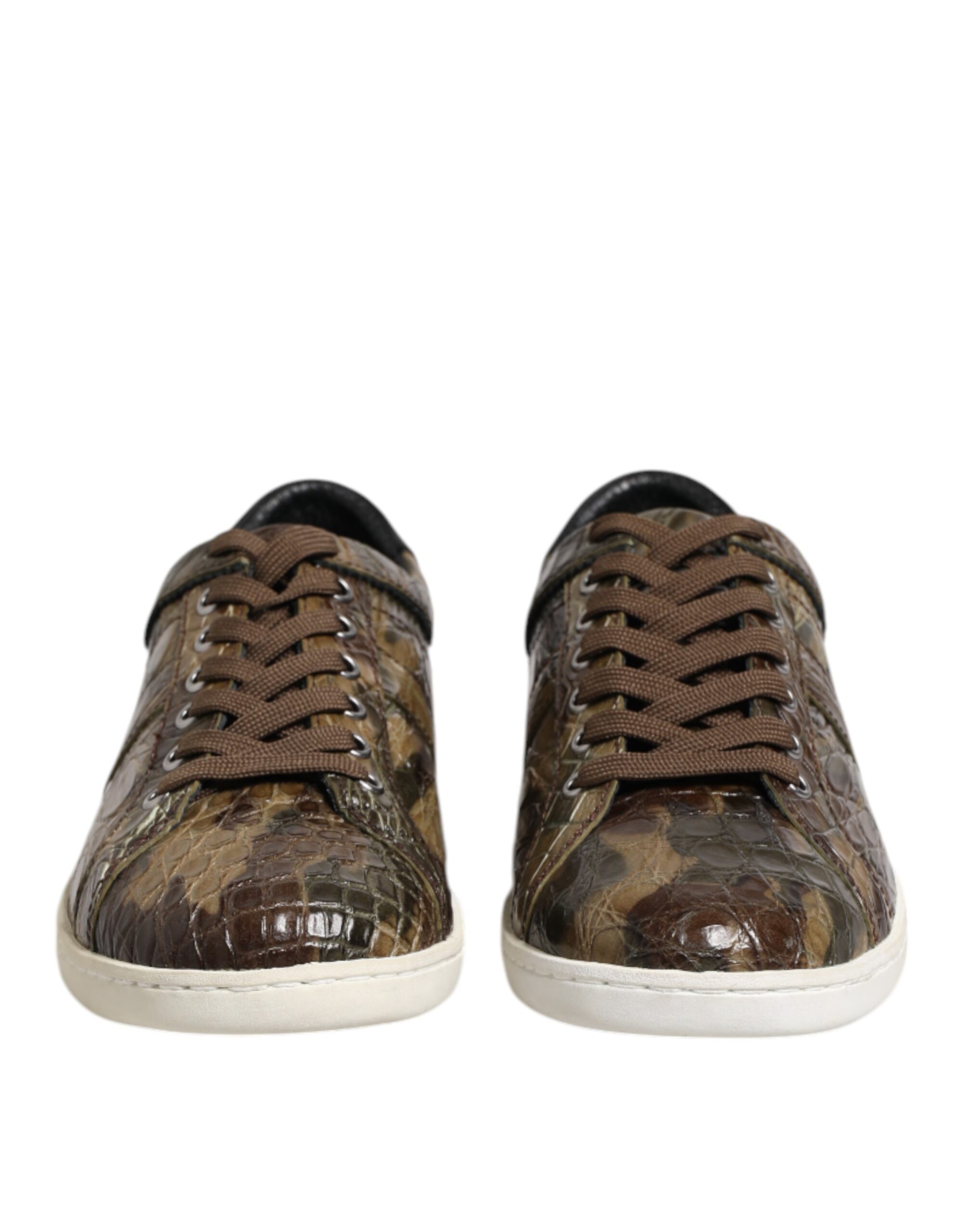 Dolce & Gabbana Brown Exotic Leather Low Top Sneakers Shoes - Image 2