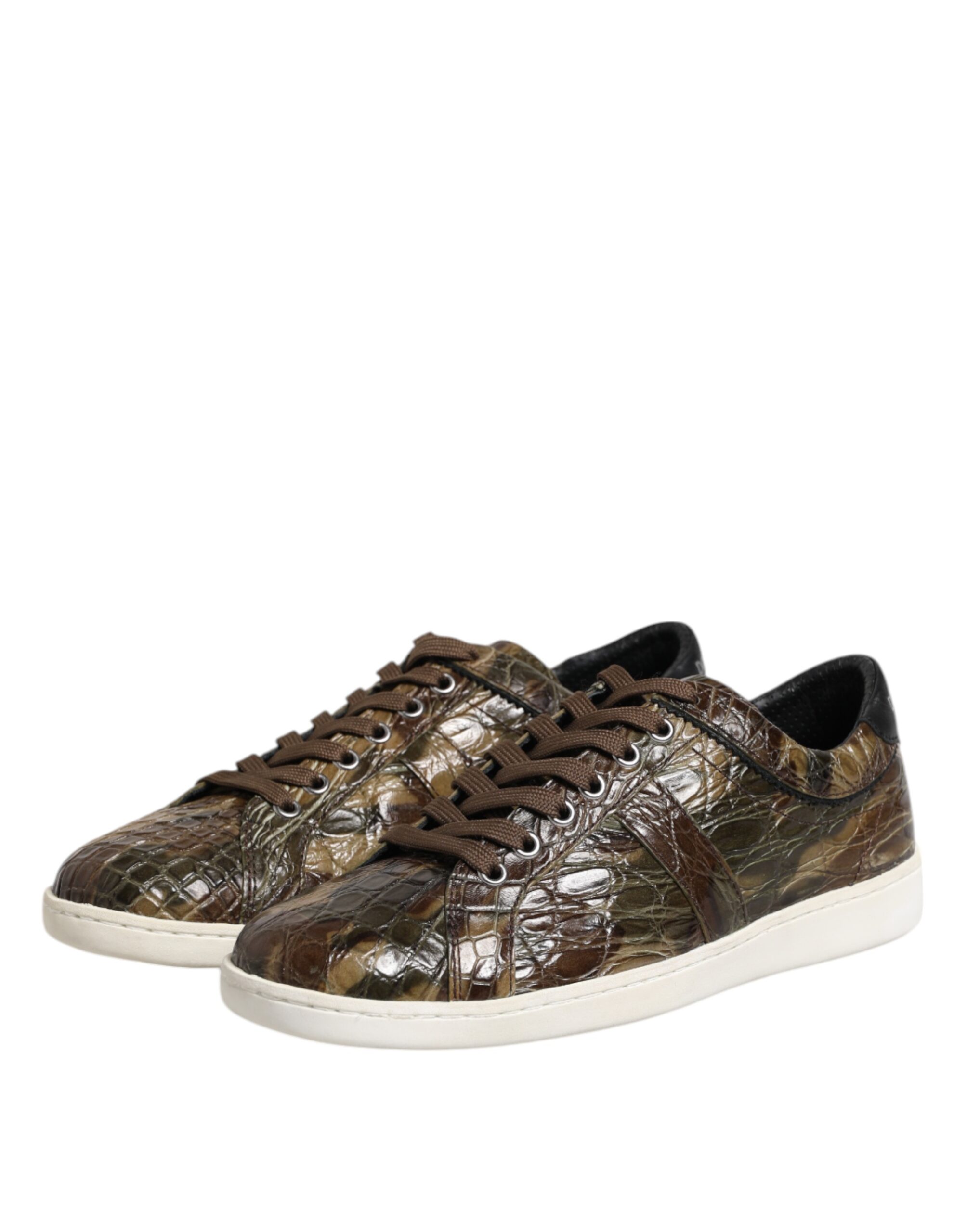 Dolce & Gabbana Brown Exotic Leather Low Top Sneakers Shoes - Image 4