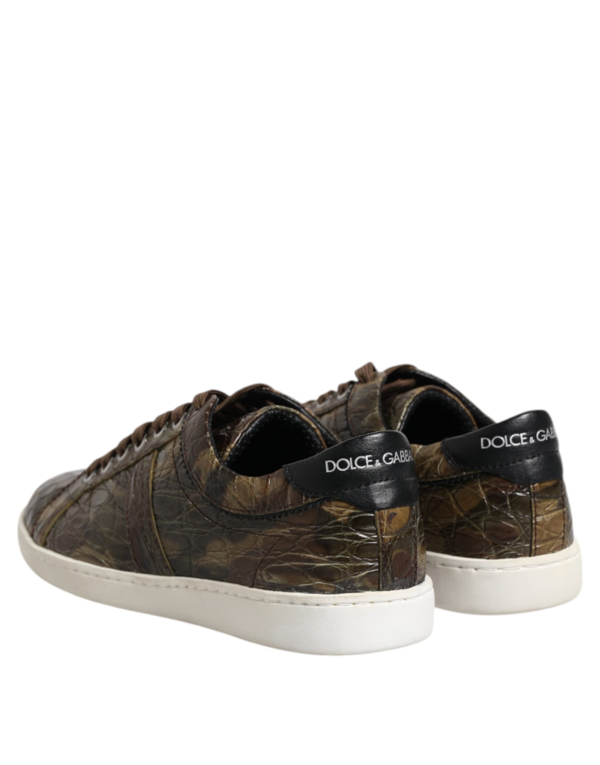 Dolce & Gabbana Brown Exotic Leather Low Top Sneakers Shoes - Image 5