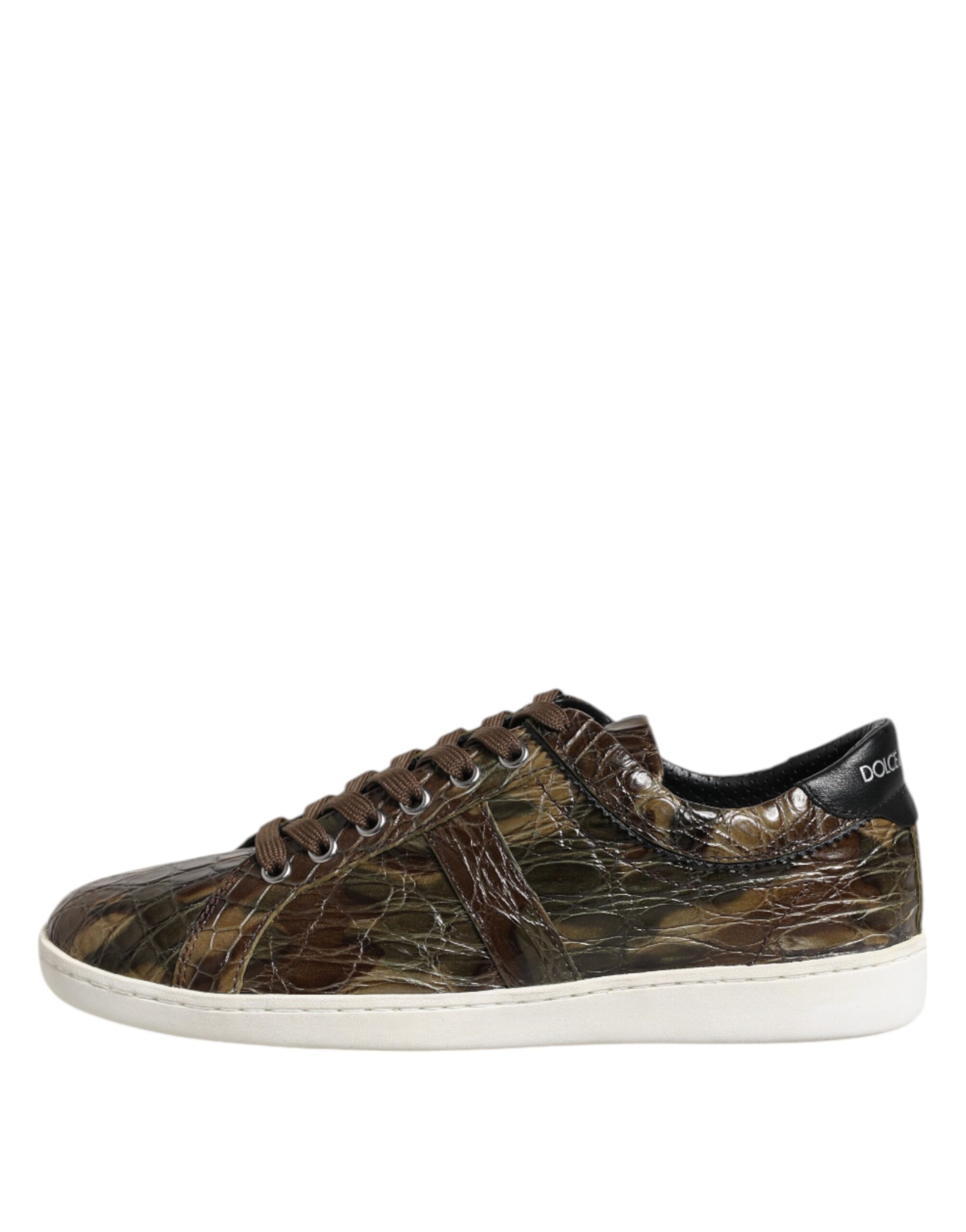 Dolce & Gabbana Brown Exotic Leather Low Top Sneakers Shoes - Image 6