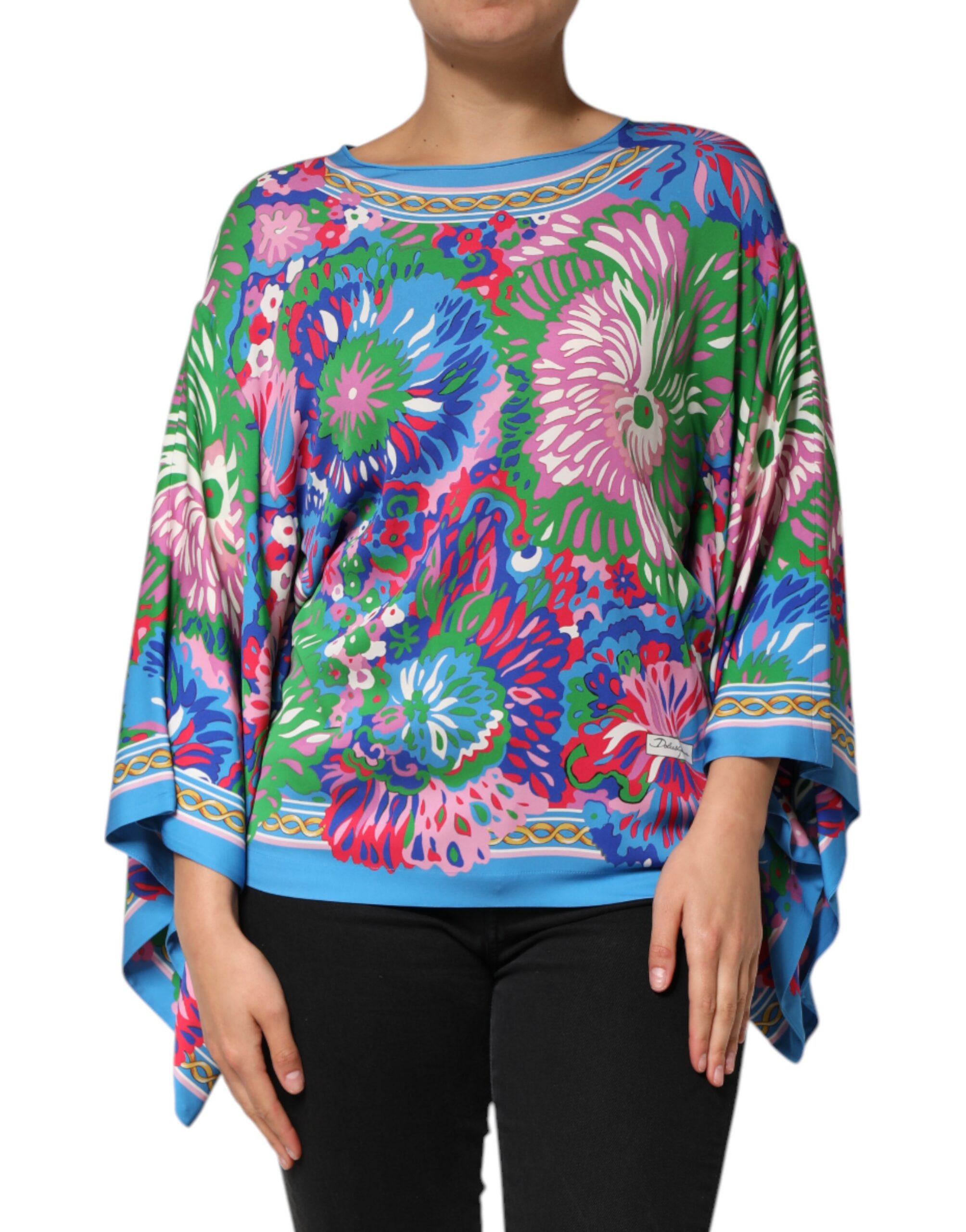 Dolce & Gabbana Multicolor Floral Printed Tunic Blouse Top - Image 2