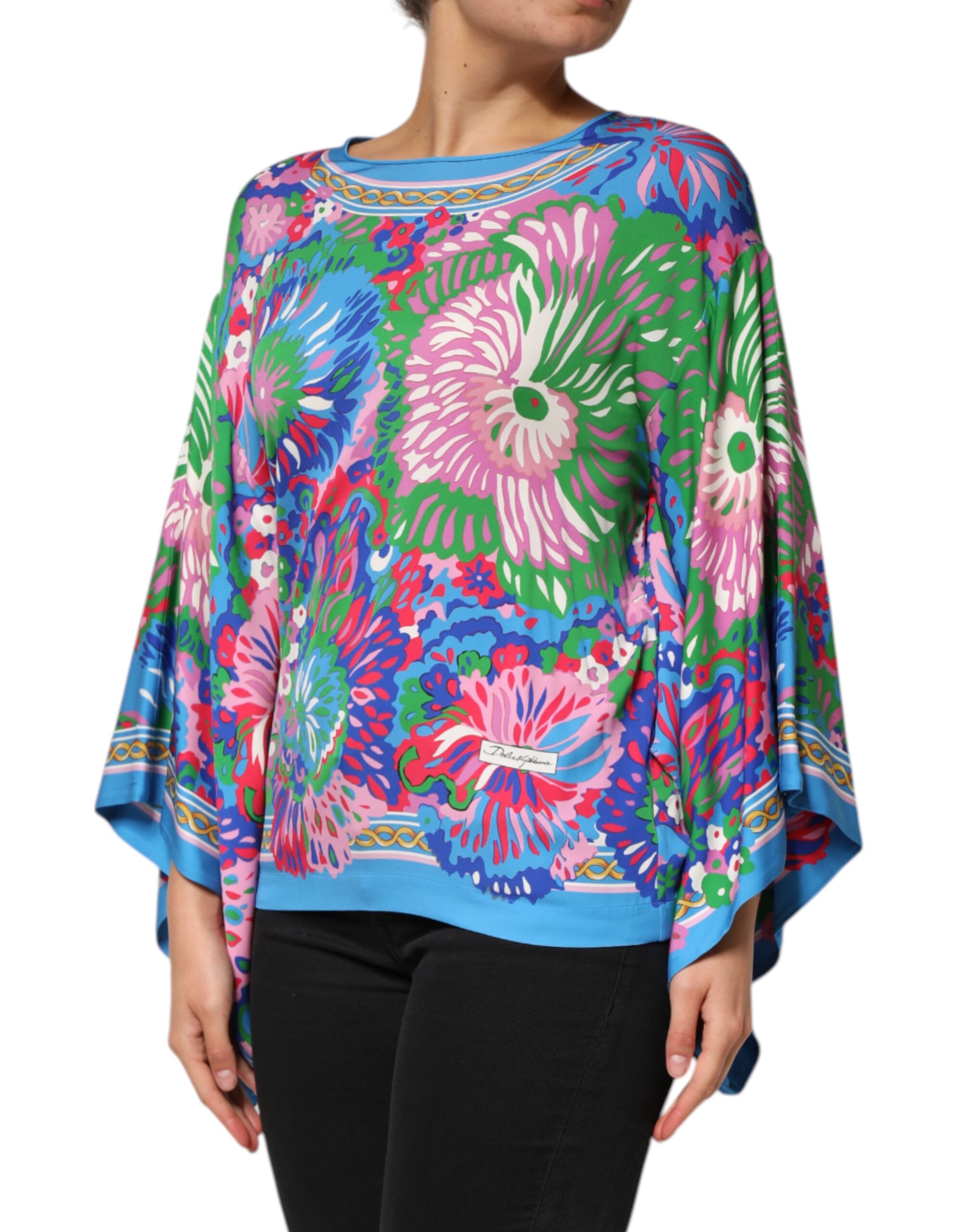 Dolce & Gabbana Multicolor Floral Printed Tunic Blouse Top - Image 3