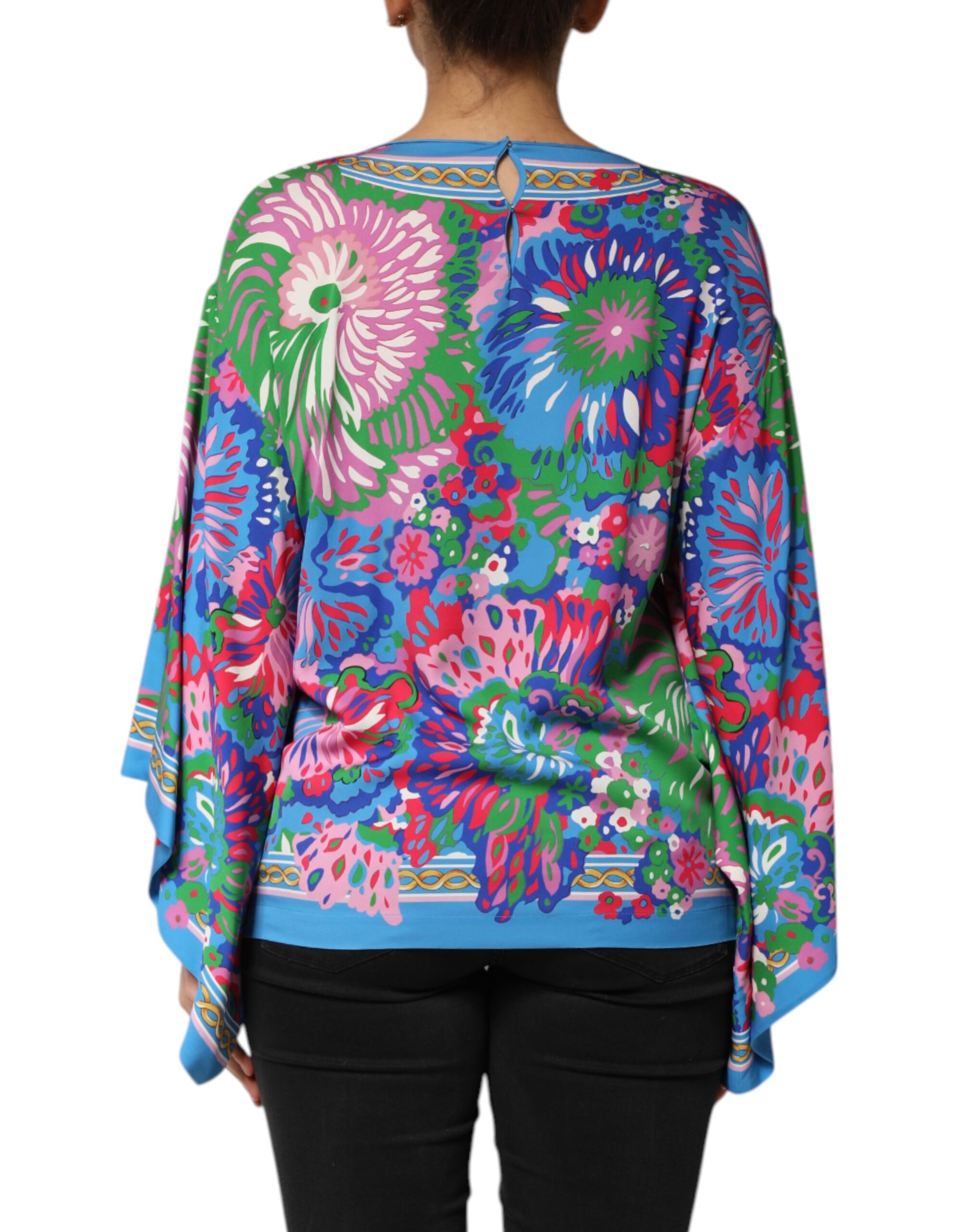 Dolce & Gabbana Multicolor Floral Printed Tunic Blouse Top - Image 4