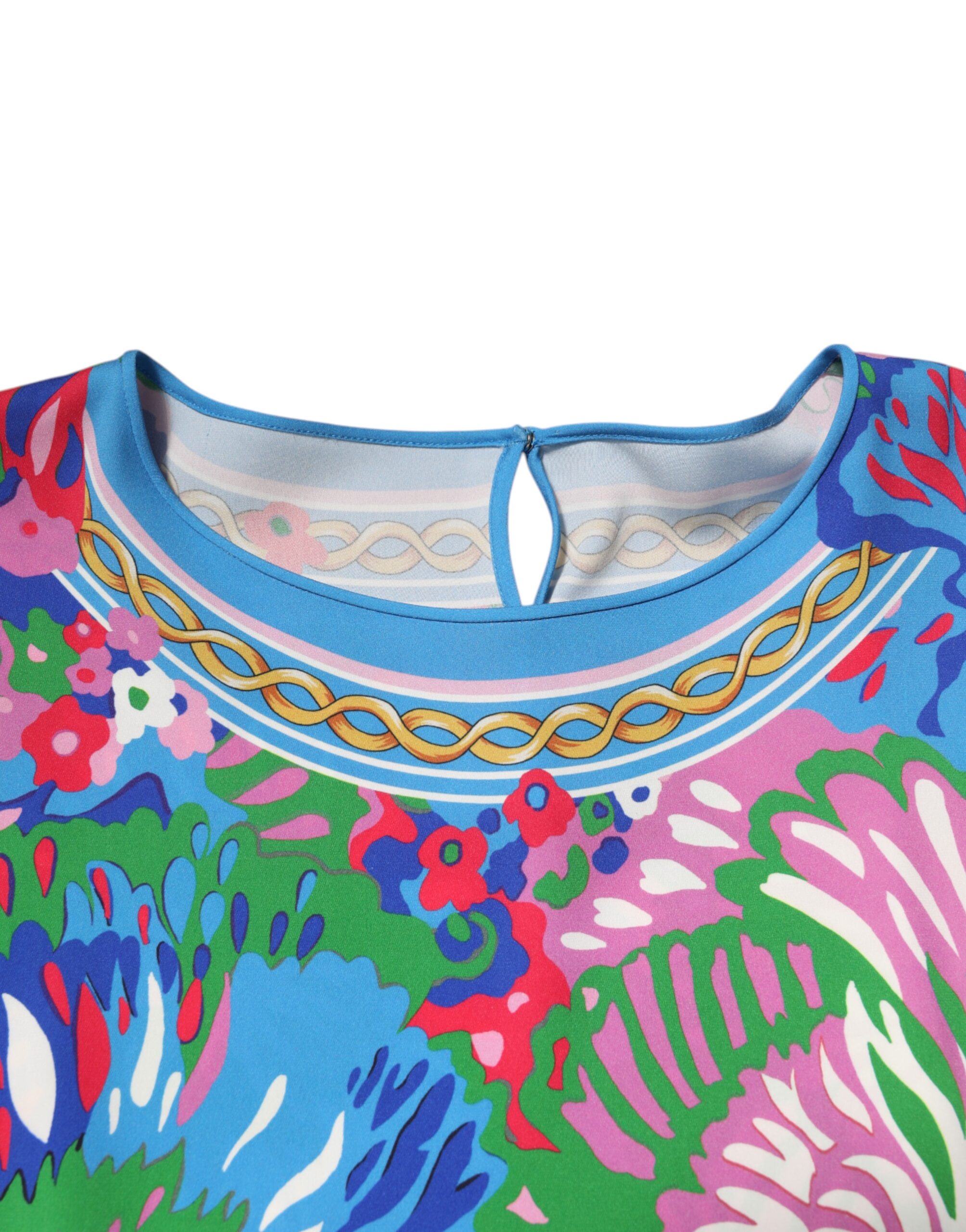 Dolce & Gabbana Multicolor Floral Printed Tunic Blouse Top - Image 6