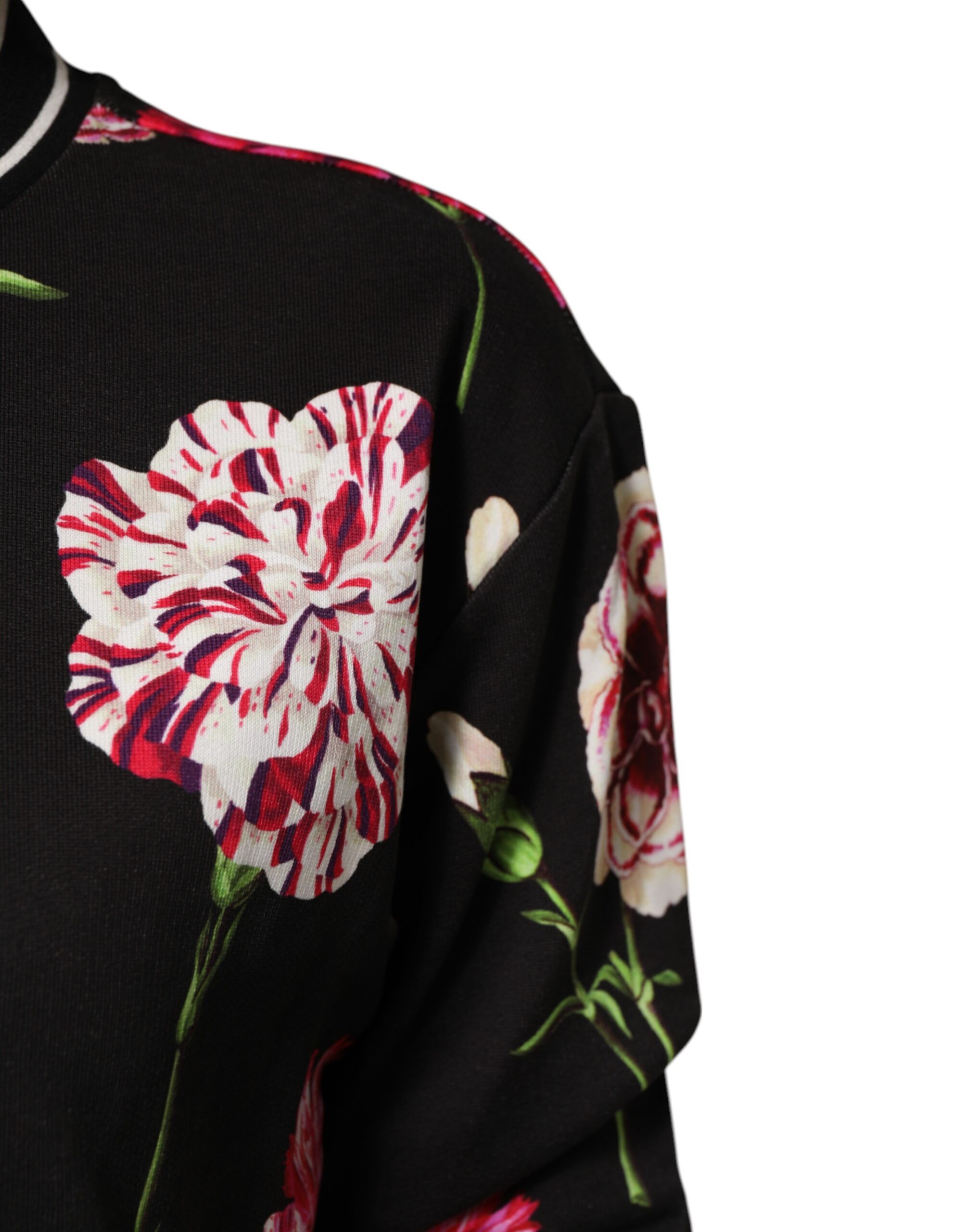 Dolce & Gabbana Black Floral Print Cotton Short Sleeves Top - Image 5