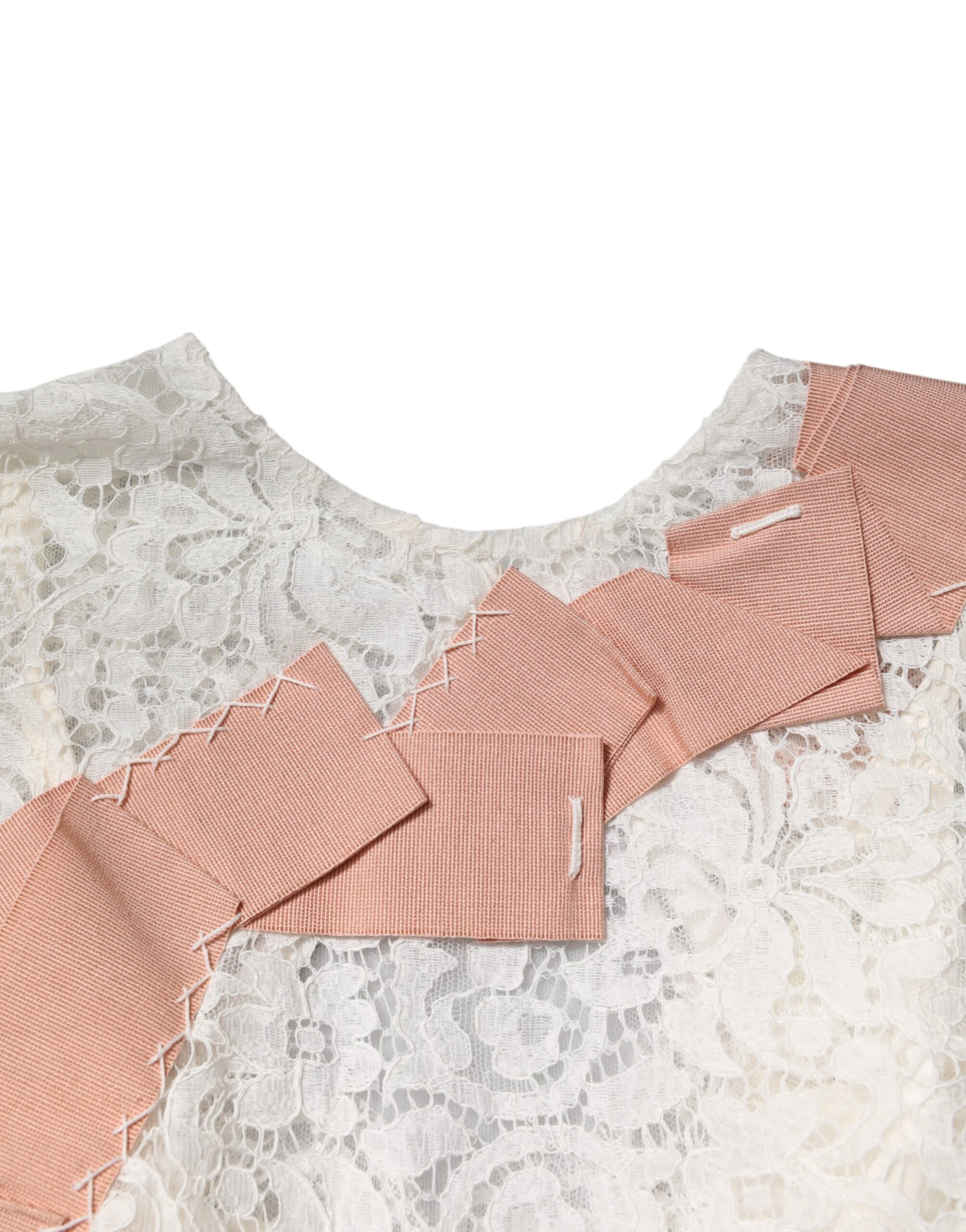 Dolce & Gabbana White Floral Lace Short Sleeves Blouse Top - Image 6