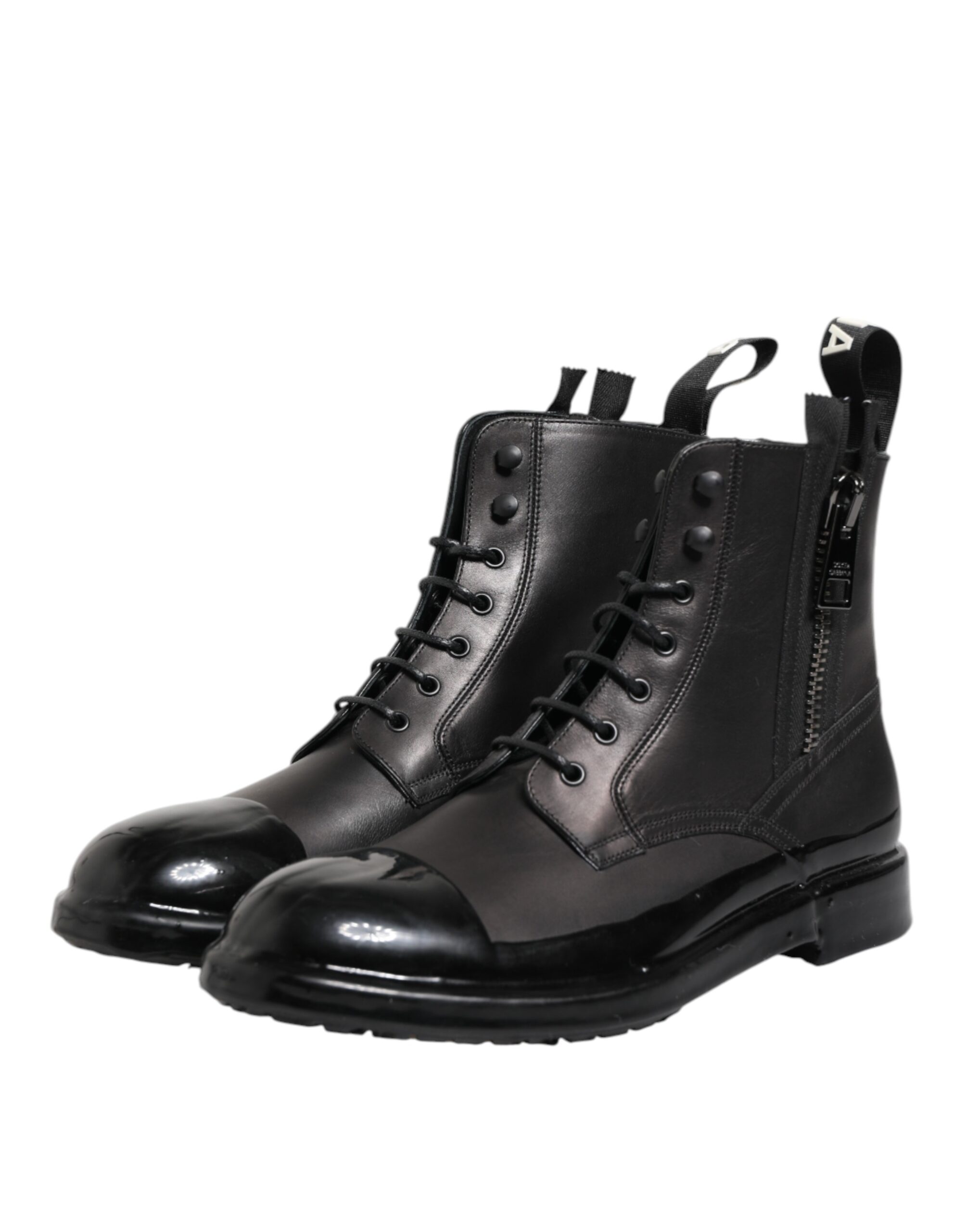 Dolce & Gabbana Brown Black Lace Up Mid Calf Men Boots Shoes - Image 4