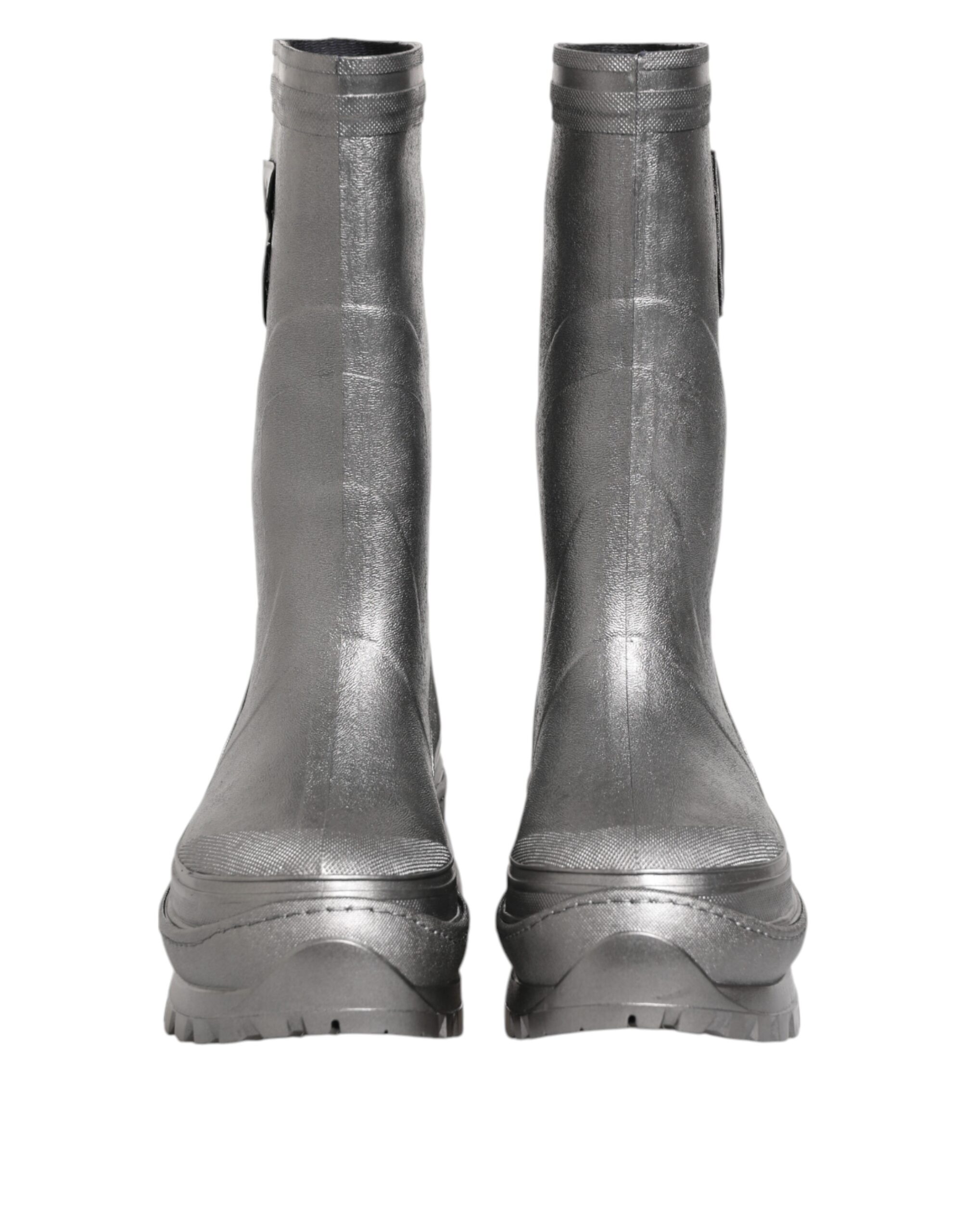 Dolce & Gabbana Metallic Silver Pull On Rain Boots Shoes - Image 2