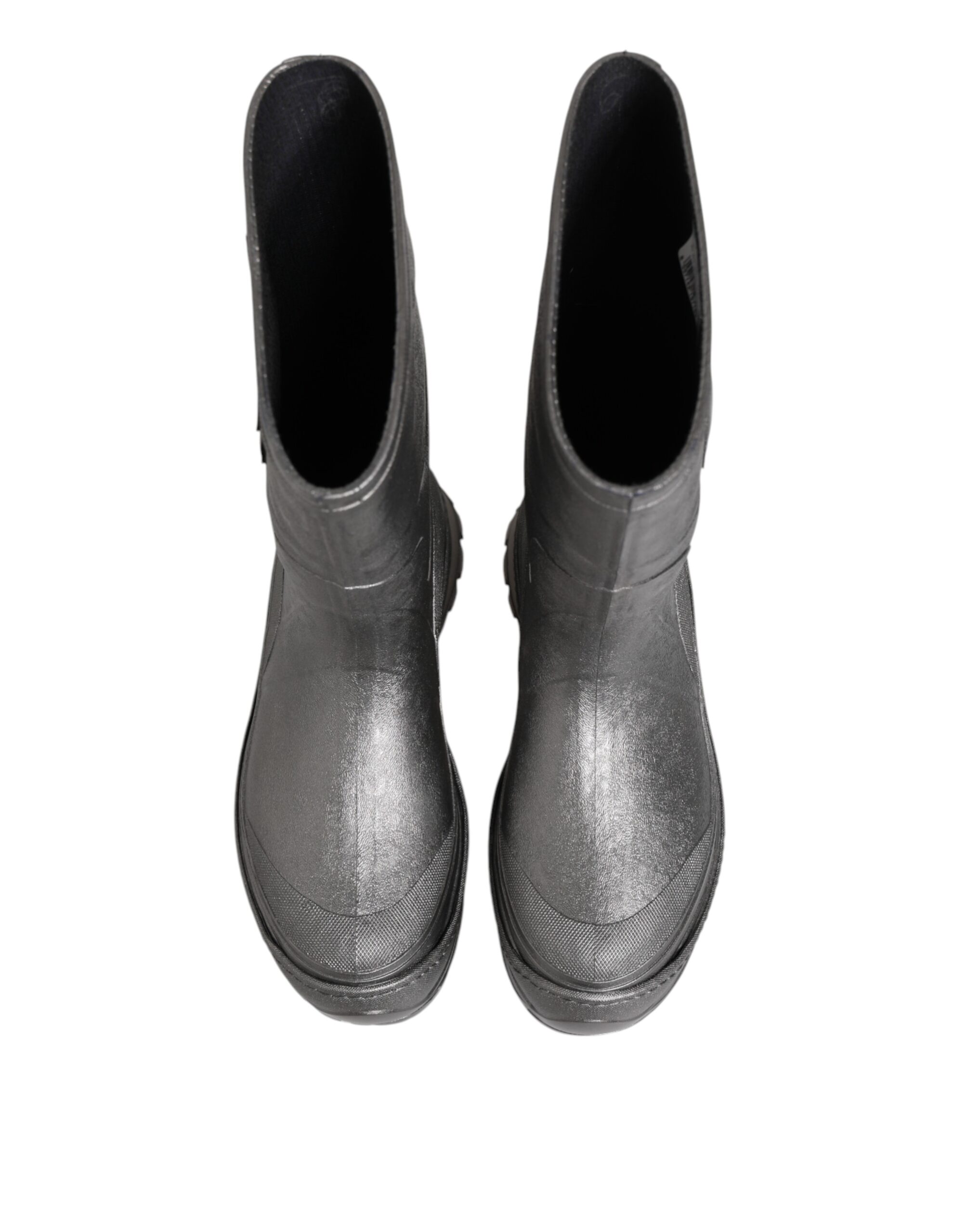Dolce & Gabbana Metallic Silver Pull On Rain Boots Shoes - Image 3