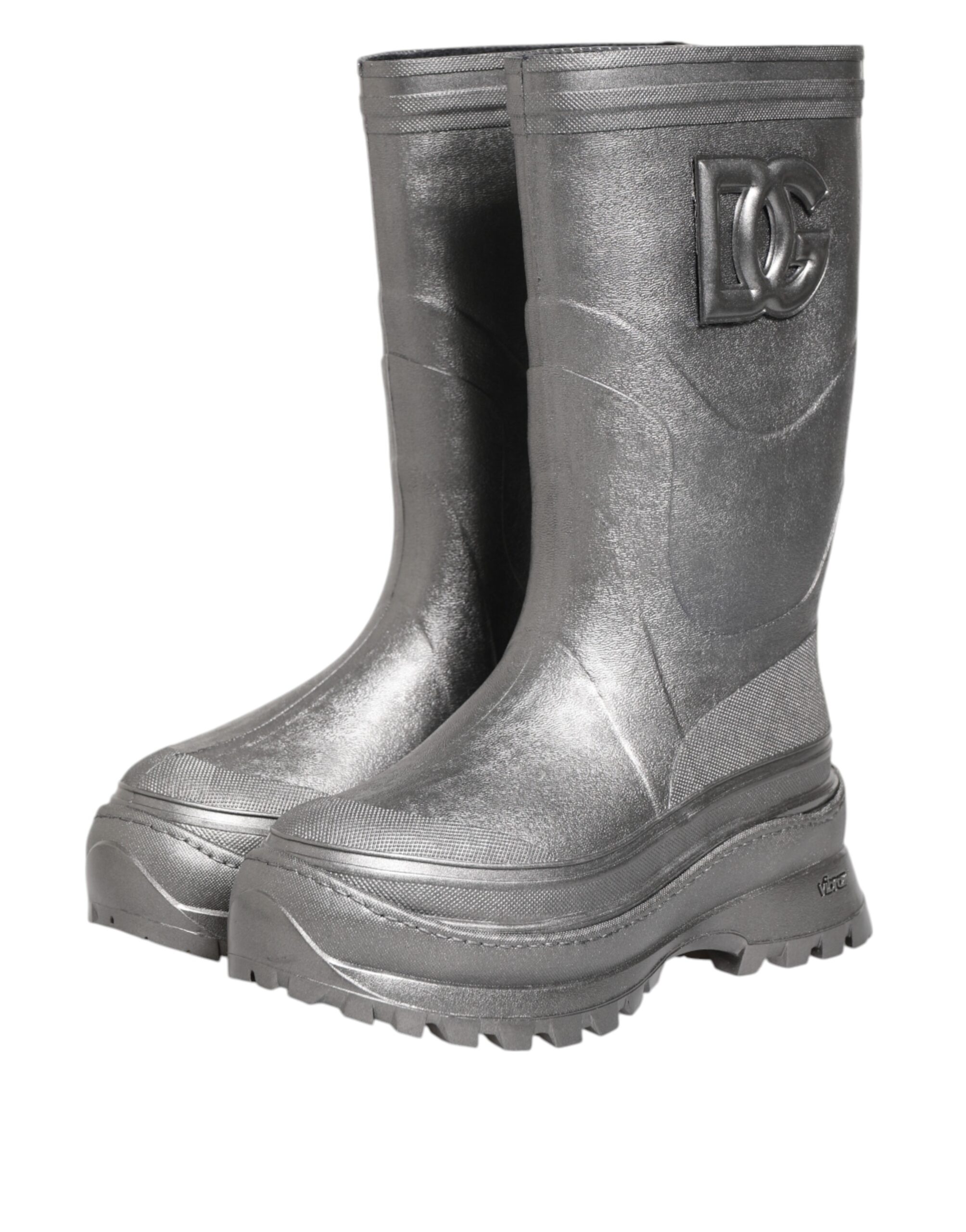 Dolce & Gabbana Metallic Silver Pull On Rain Boots Shoes - Image 4