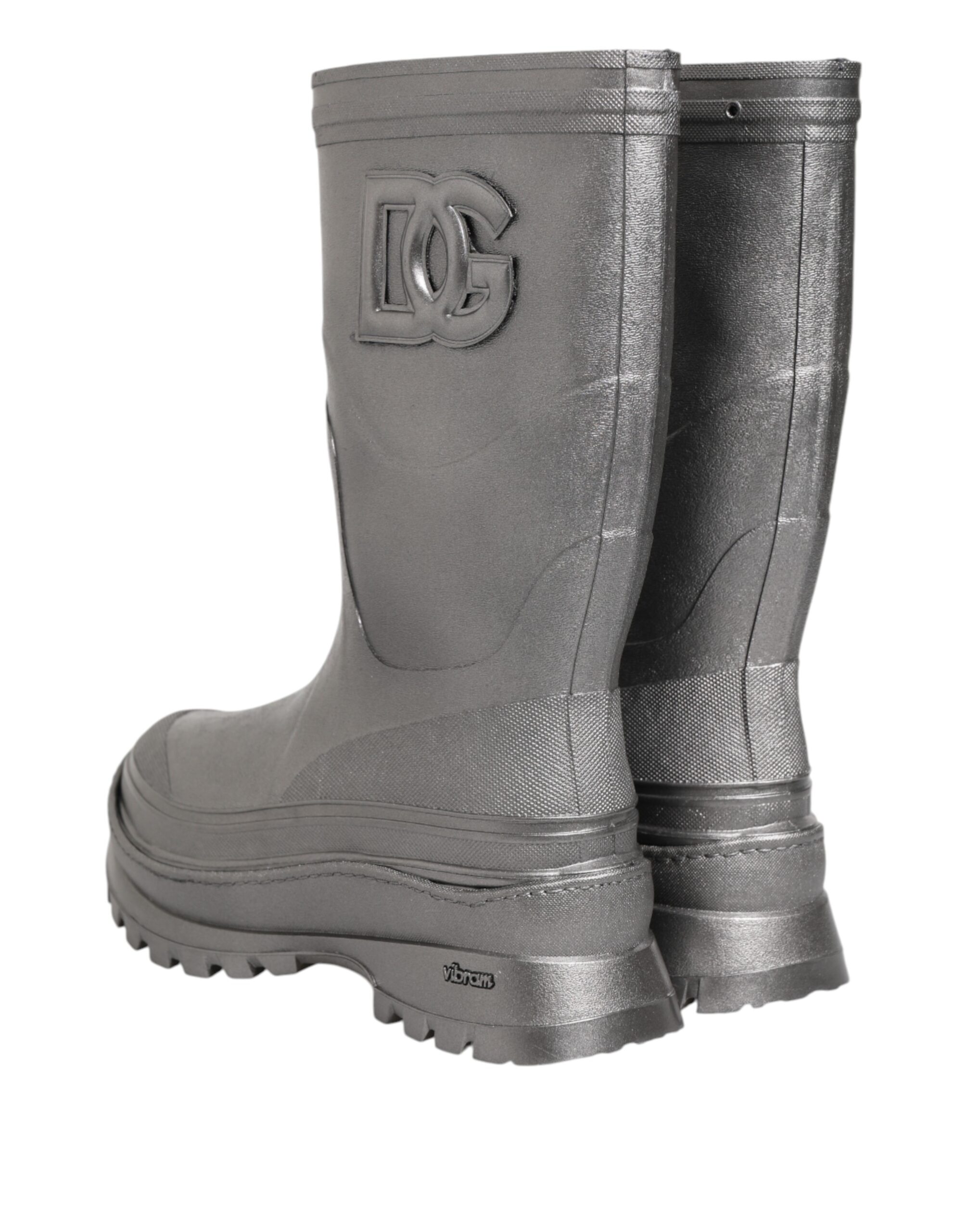 Dolce & Gabbana Metallic Silver Pull On Rain Boots Shoes - Image 5