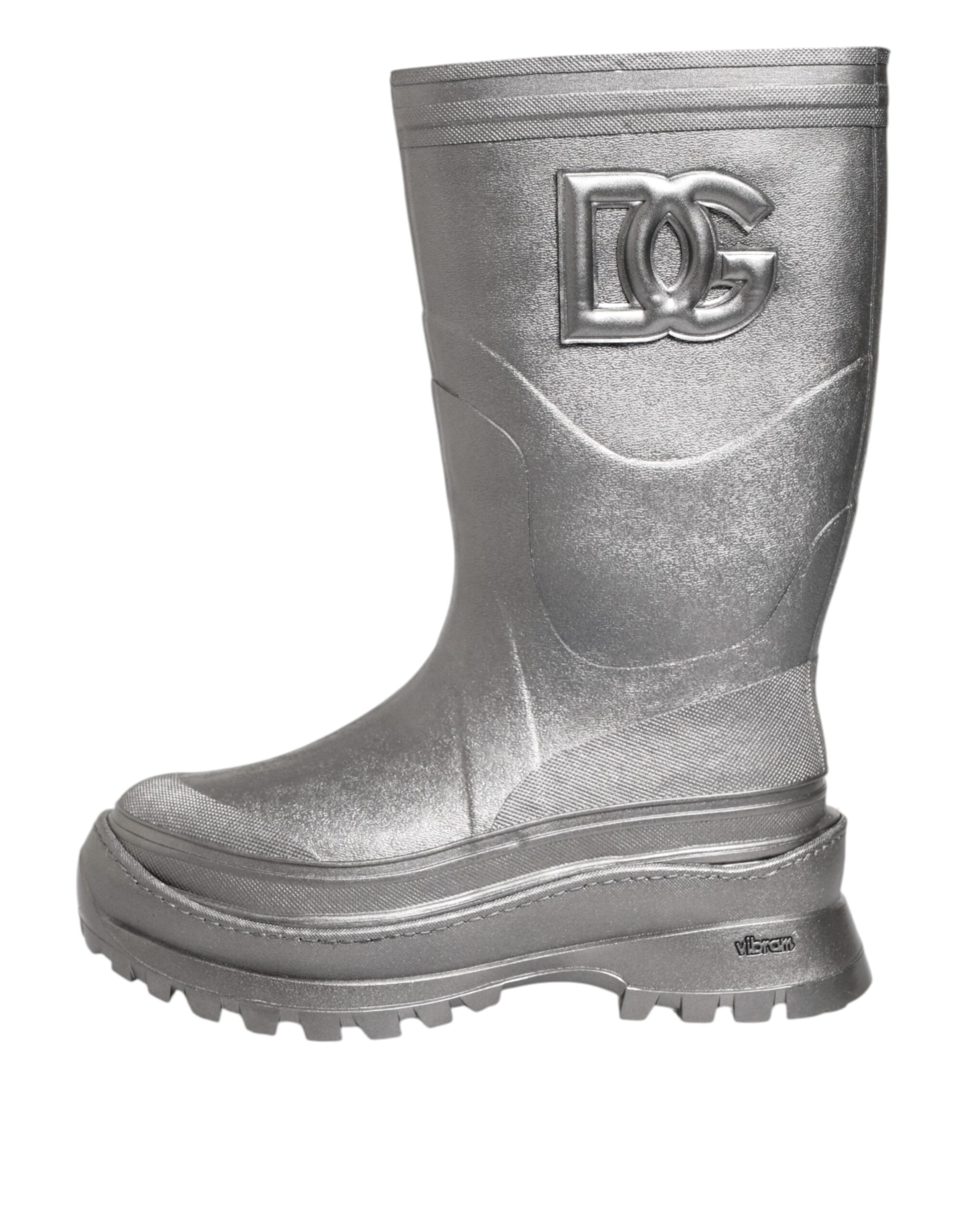 Dolce & Gabbana Metallic Silver Pull On Rain Boots Shoes - Image 6