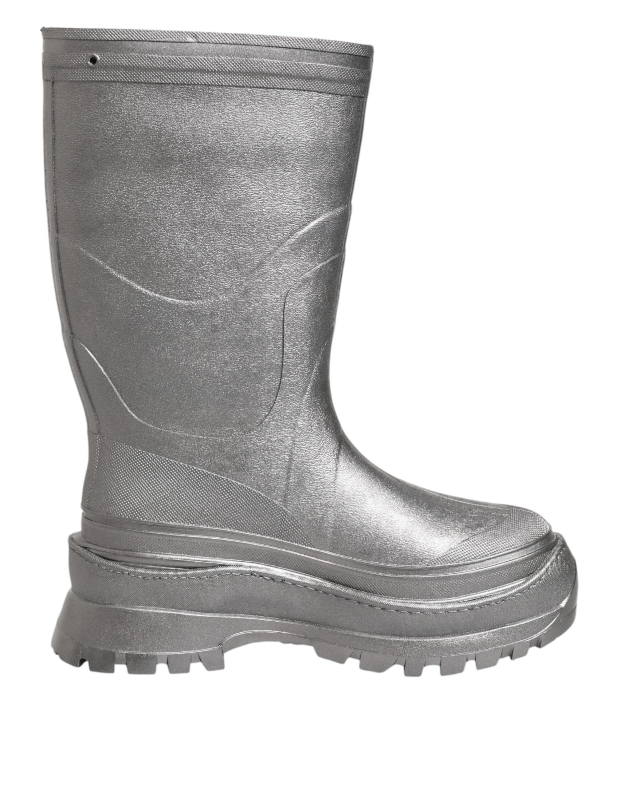 Dolce & Gabbana Metallic Silver Pull On Rain Boots Shoes - Image 7