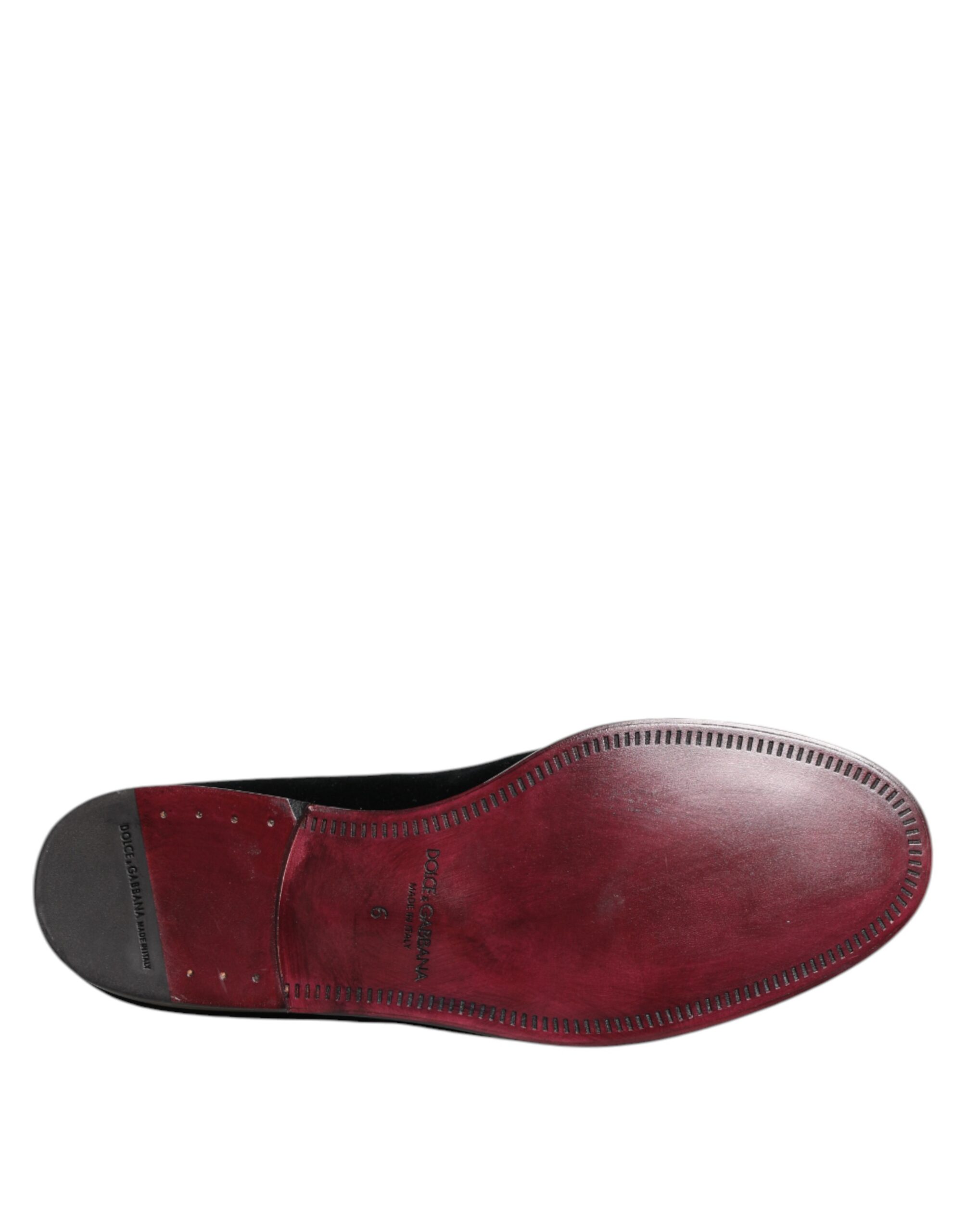 Dolce & Gabbana Black Velvet Loafers Formal Men Dress Shoes - Image 8