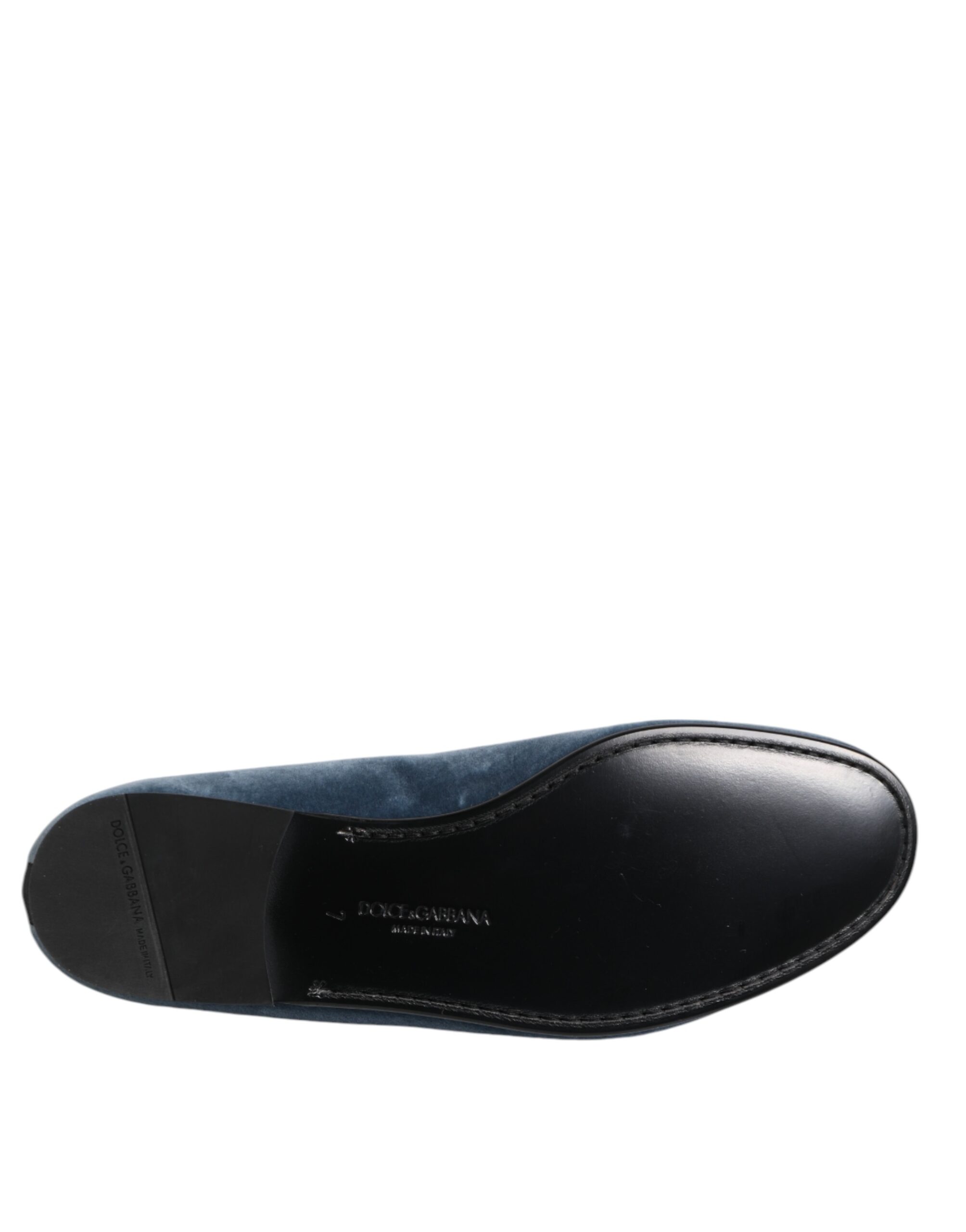 Dolce & Gabbana Blue Velvet DG Logo Loafers Formal Shoes - Image 8