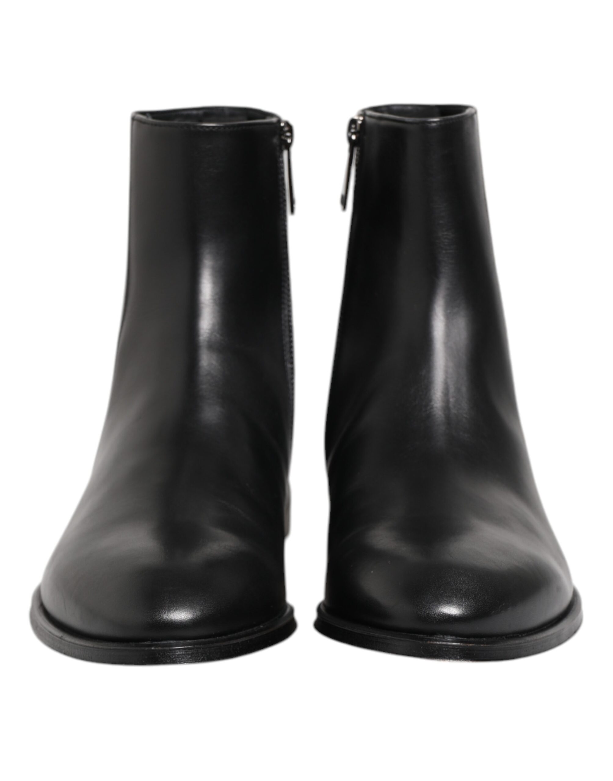 Dolce & Gabbana Black Leather Mid Calf Men Boots Shoes - Image 2