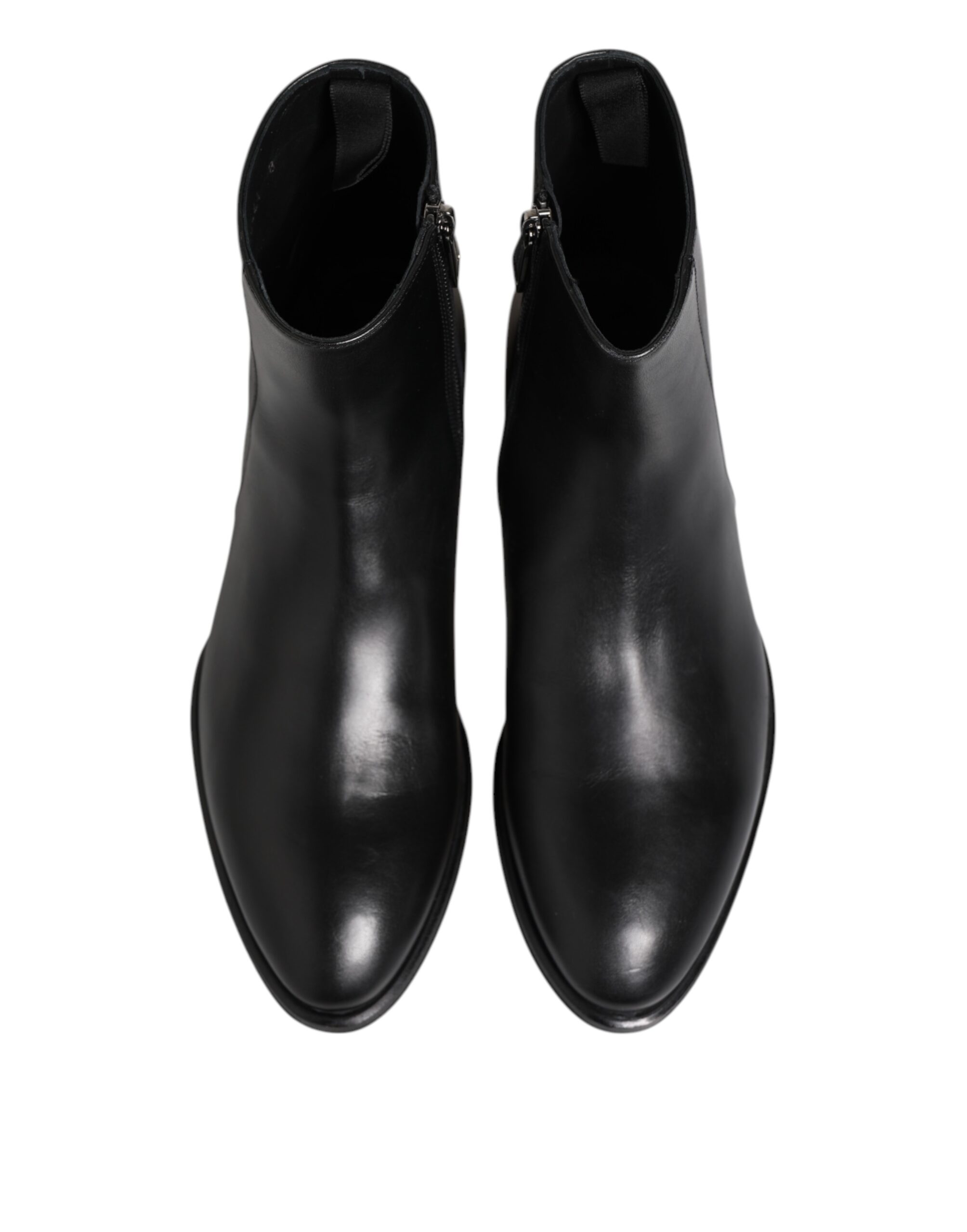 Dolce & Gabbana Black Leather Mid Calf Men Boots Shoes - Image 3