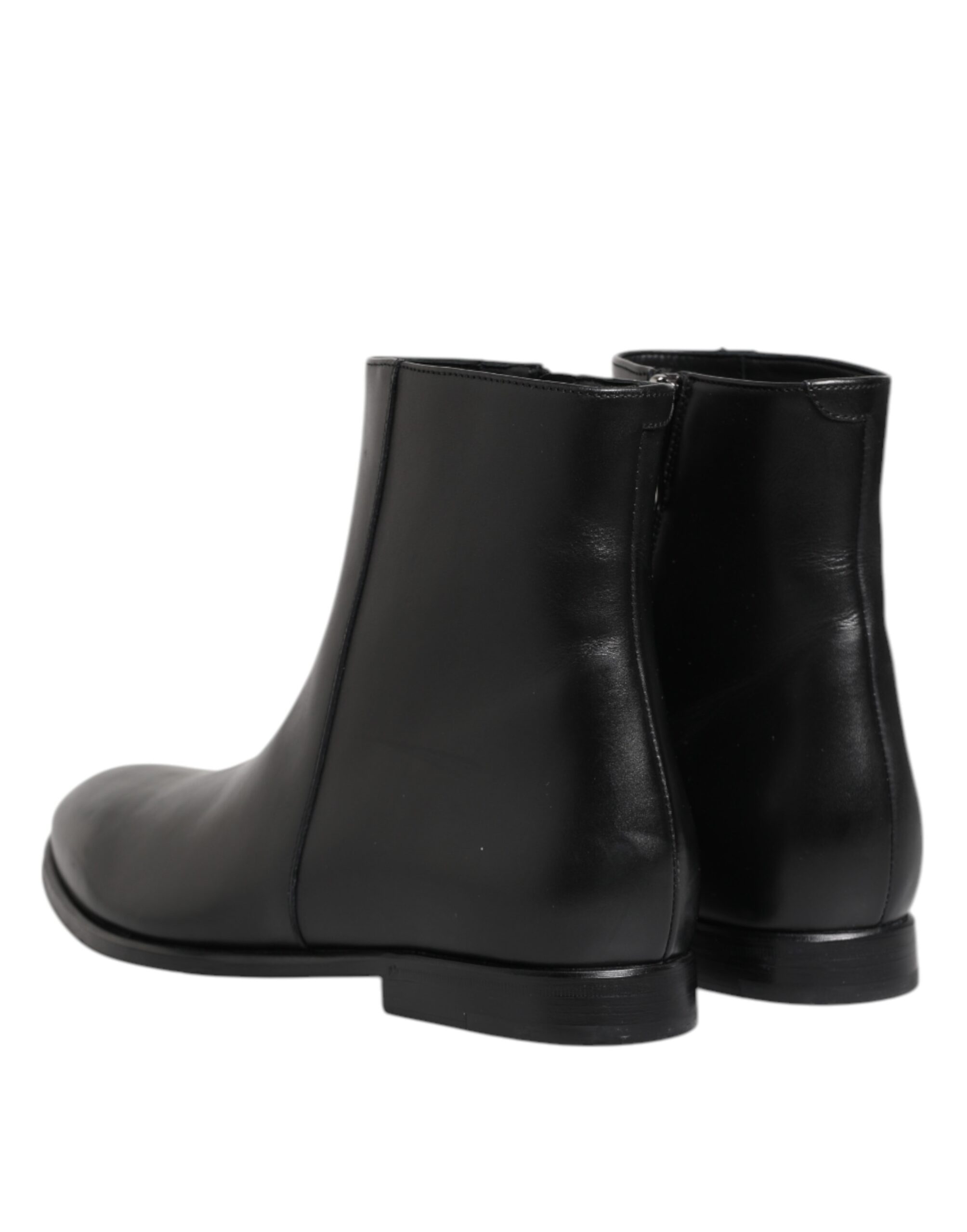 Dolce & Gabbana Black Leather Mid Calf Men Boots Shoes - Image 5