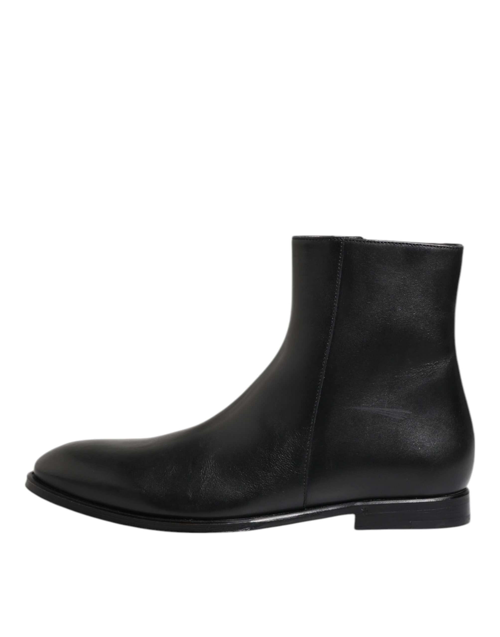 Dolce & Gabbana Black Leather Mid Calf Men Boots Shoes - Image 6