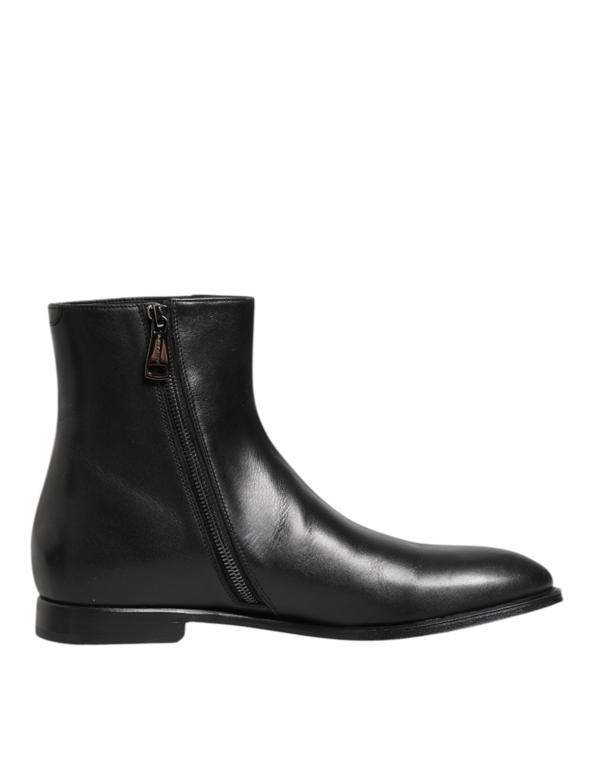 Dolce & Gabbana Black Leather Mid Calf Men Boots Shoes - Image 7