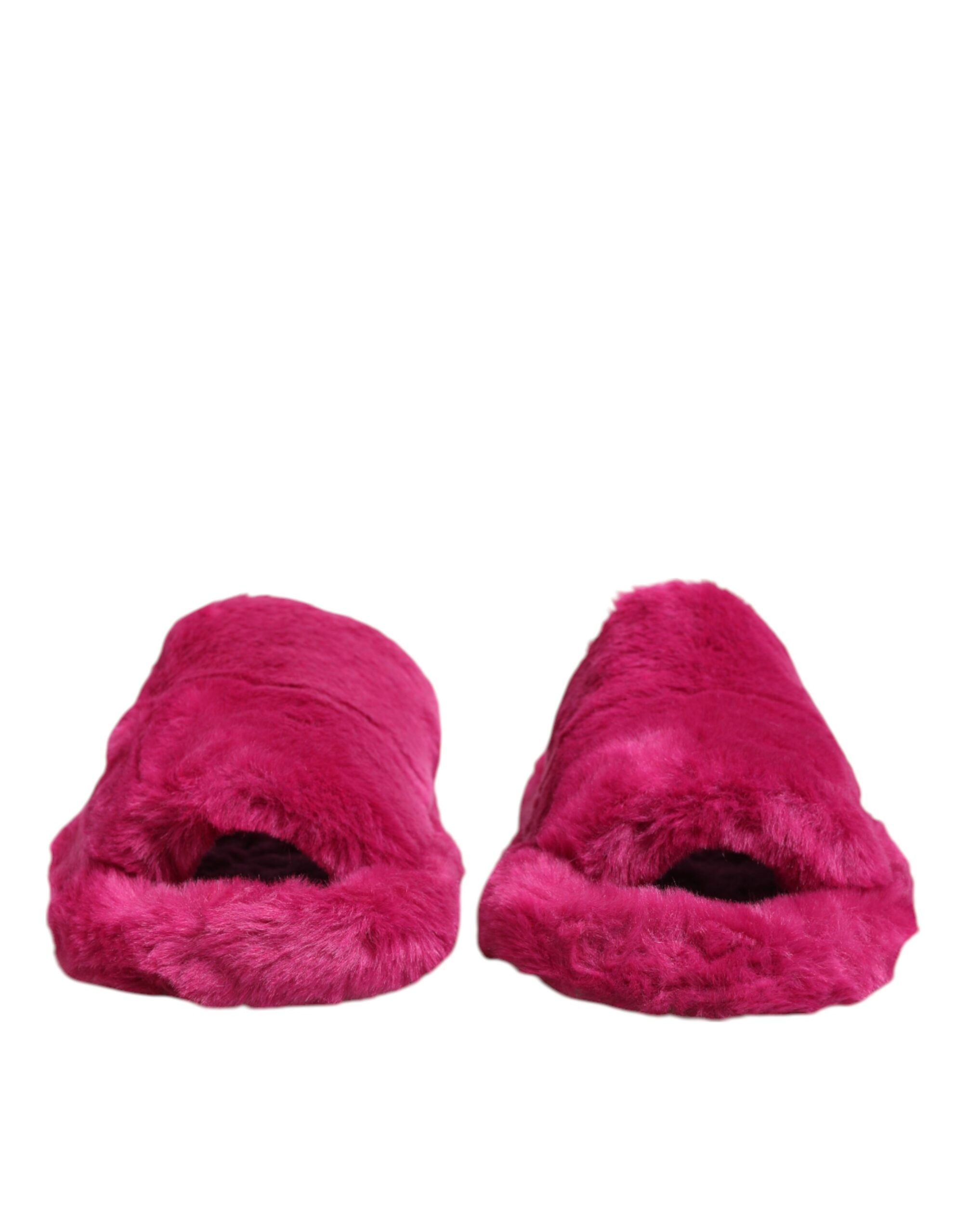 Dolce & Gabbana Pink Acrylic Faux Fur Mens Flats Sandals Shoes - Image 2