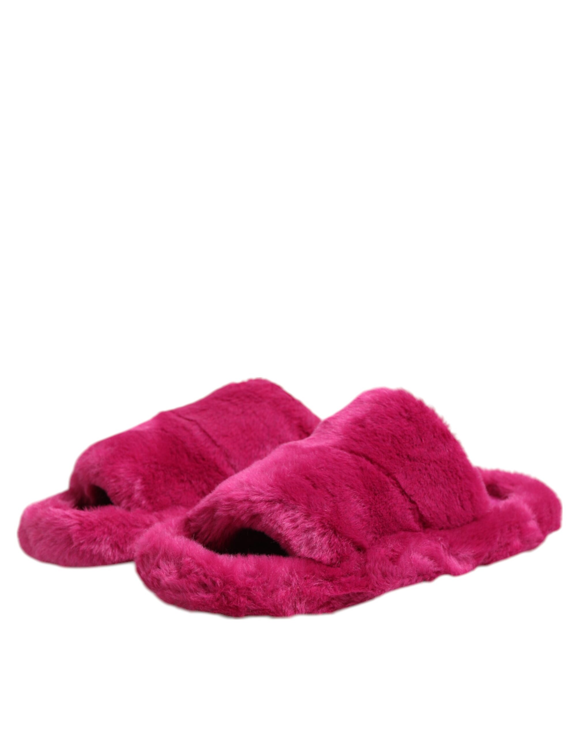 Dolce & Gabbana Pink Acrylic Faux Fur Mens Flats Sandals Shoes - Image 4