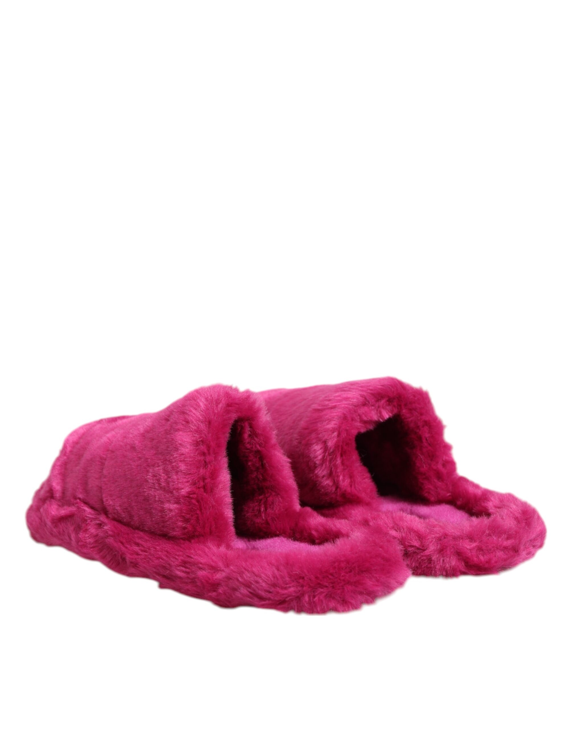 Dolce & Gabbana Pink Acrylic Faux Fur Mens Flats Sandals Shoes - Image 5