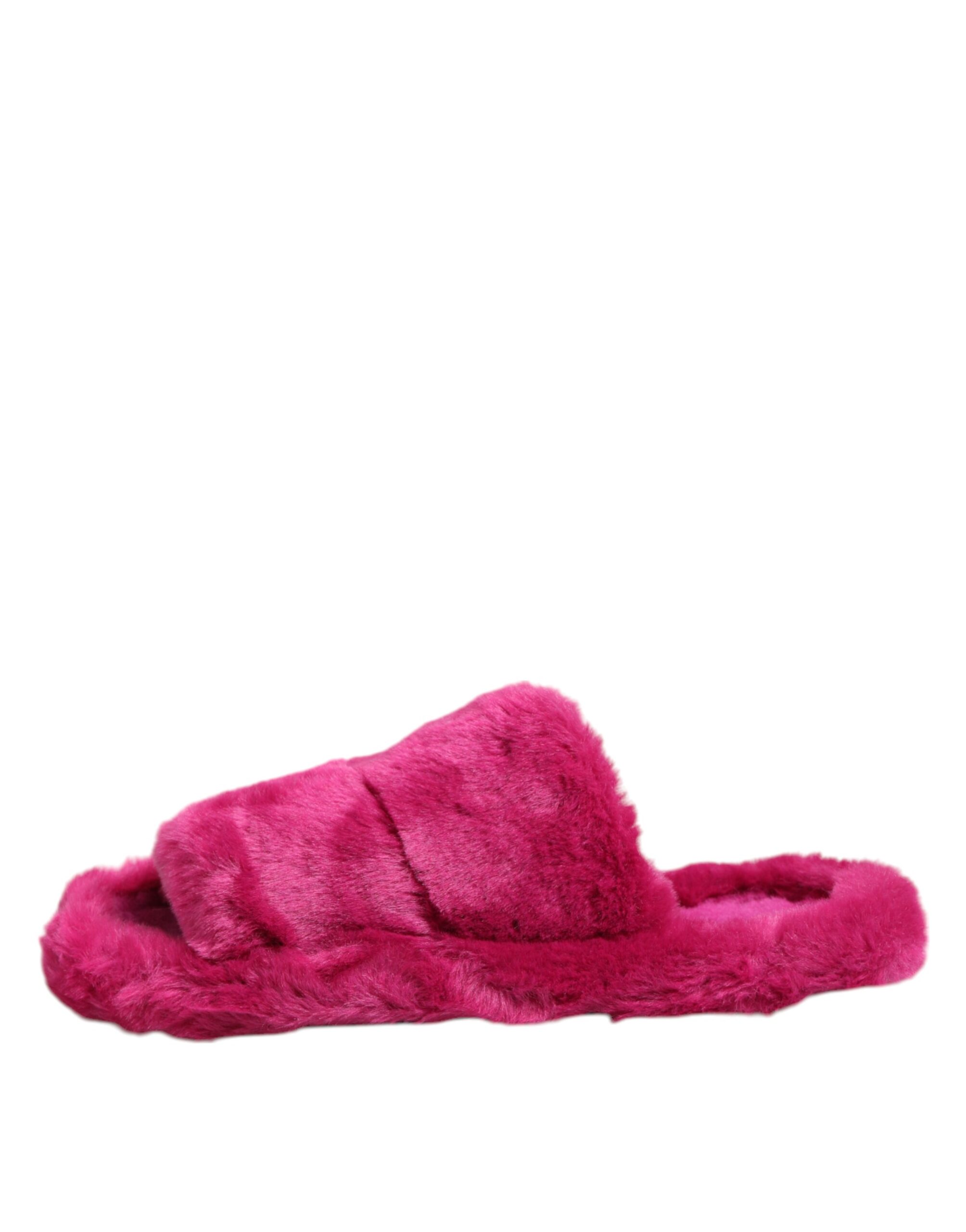 Dolce & Gabbana Pink Acrylic Faux Fur Mens Flats Sandals Shoes - Image 6