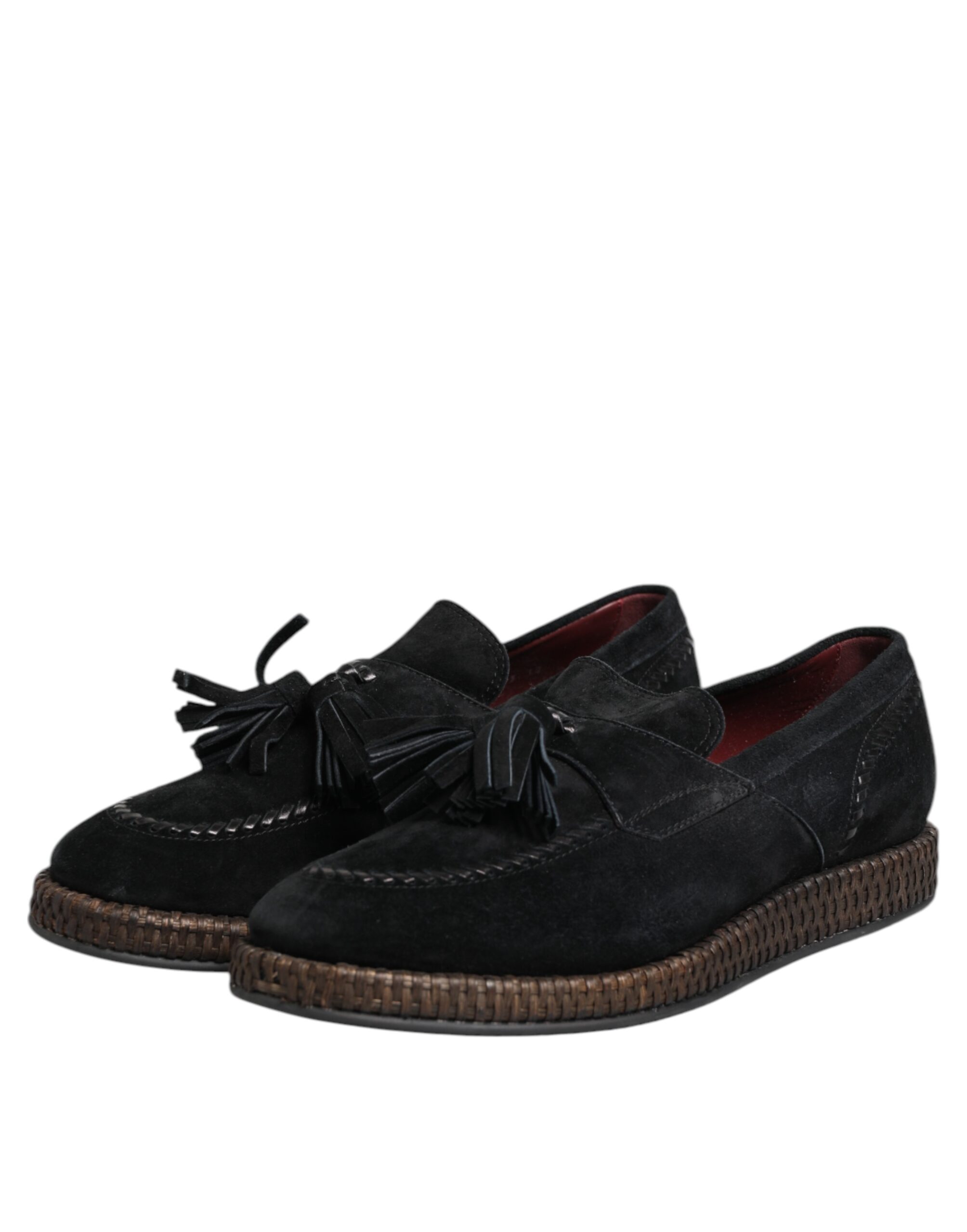 Dolce & Gabbana Black Suede Tassel Embellished Loafers Shoes - Image 4