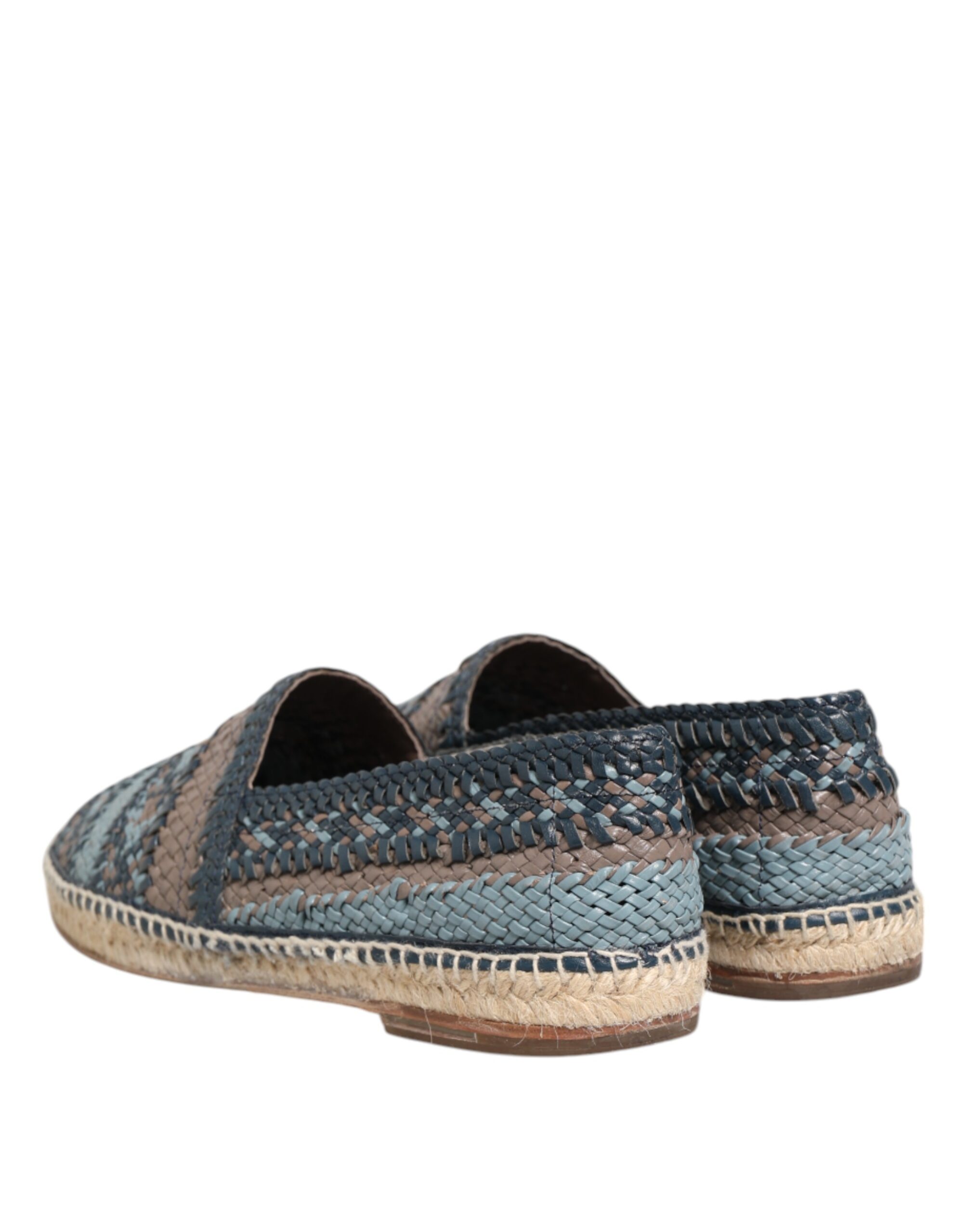 Dolce & Gabbana Blue Gray Woven Leather Buffalo Espadrille Shoes - Image 5