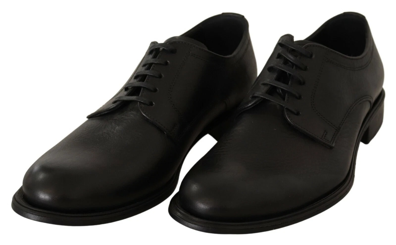 Dolce & Gabbana Black Lace Up Leather Men Formal Derby Shoes - Image 6