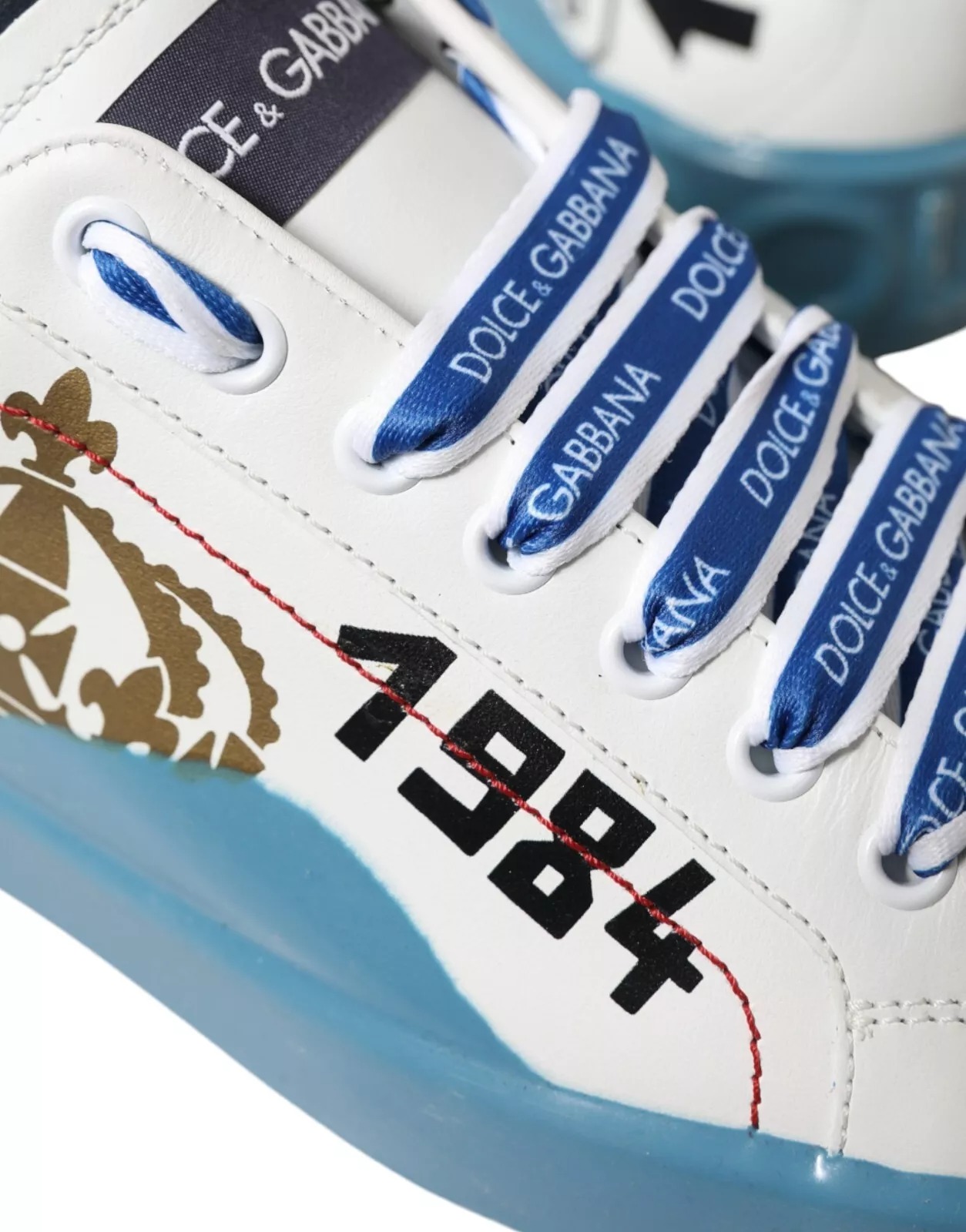 Dolce & Gabbana Blue White Printed Portofino Melt Sneakers - Image 5
