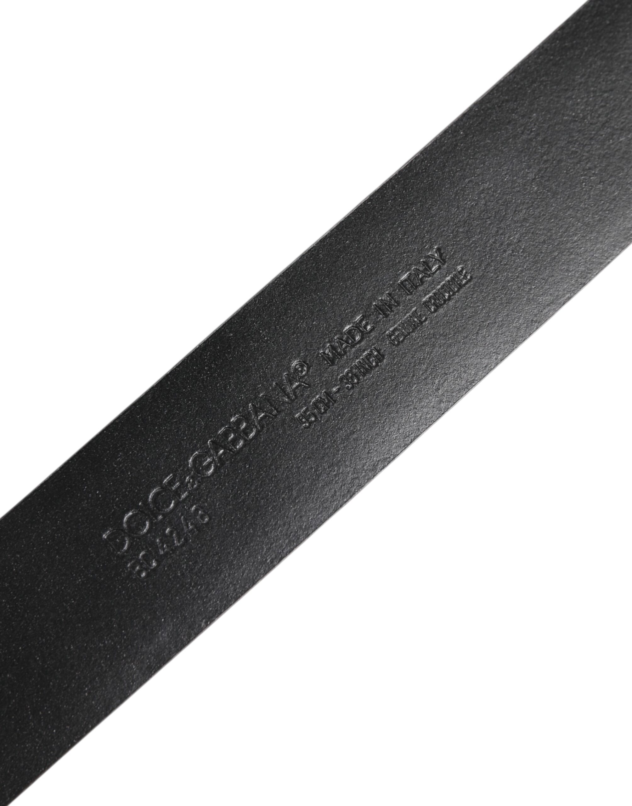 Dolce & Gabbana Black Exotic Leather DG Logo Buckle Belt - Image 6