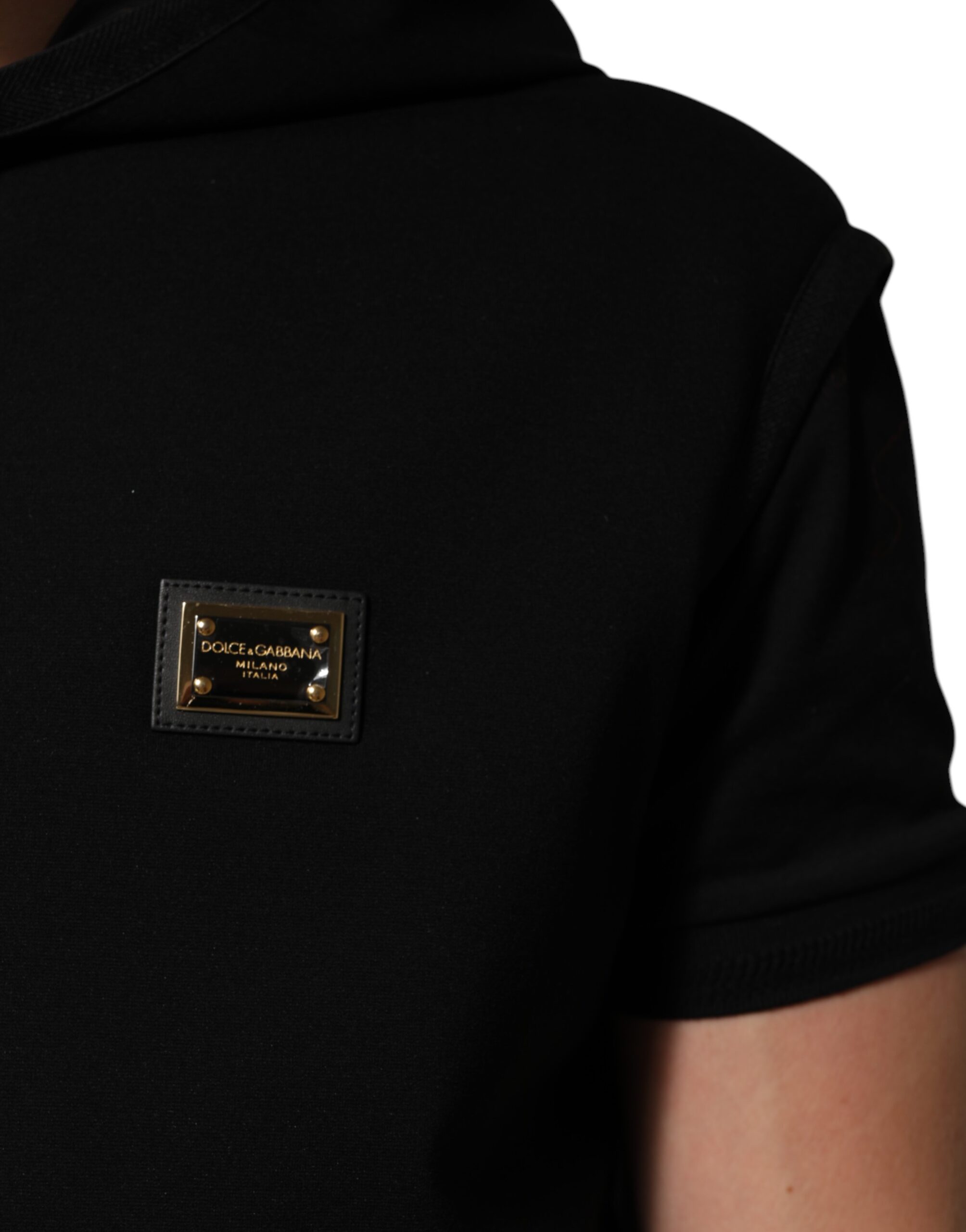 Dolce & Gabbana Black Sleeveless Hooded Logo Plaque Jacket - Image 5