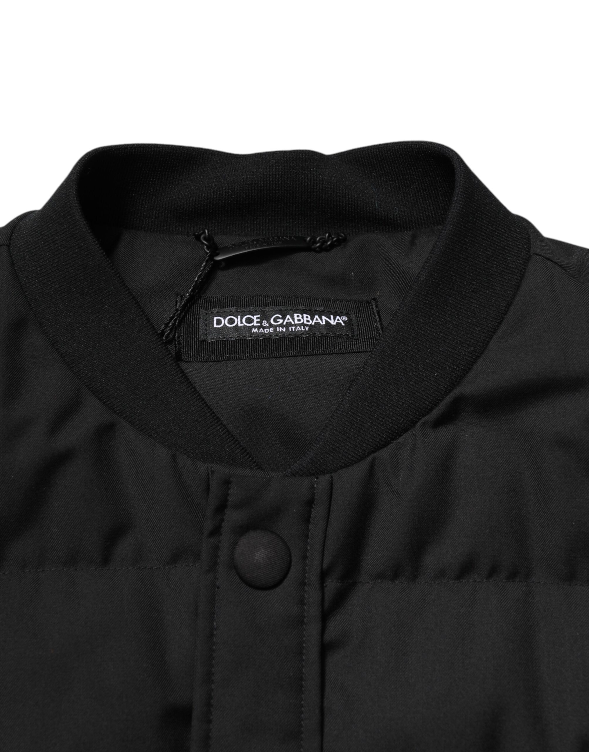 Dolce & Gabbana Black Sleeveless Parka Logo Plaque Jacket - Image 5