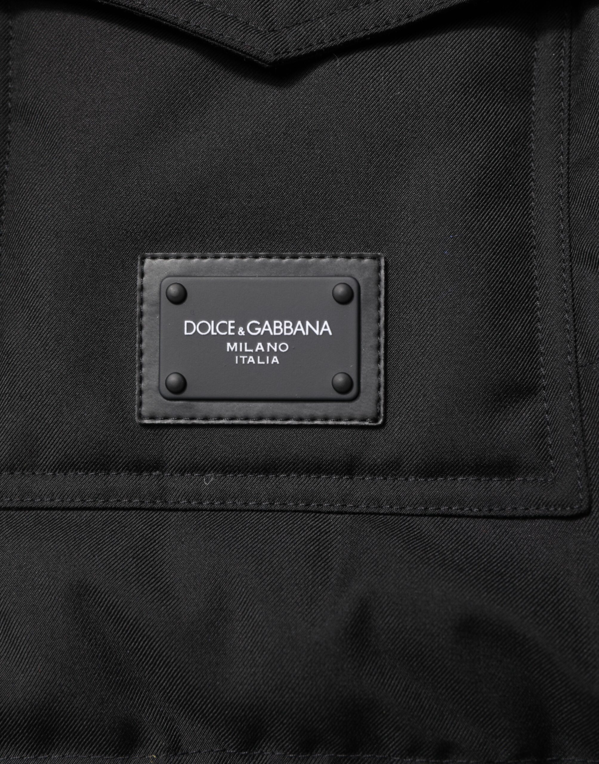 Dolce & Gabbana Black Sleeveless Parka Logo Plaque Jacket - Image 6