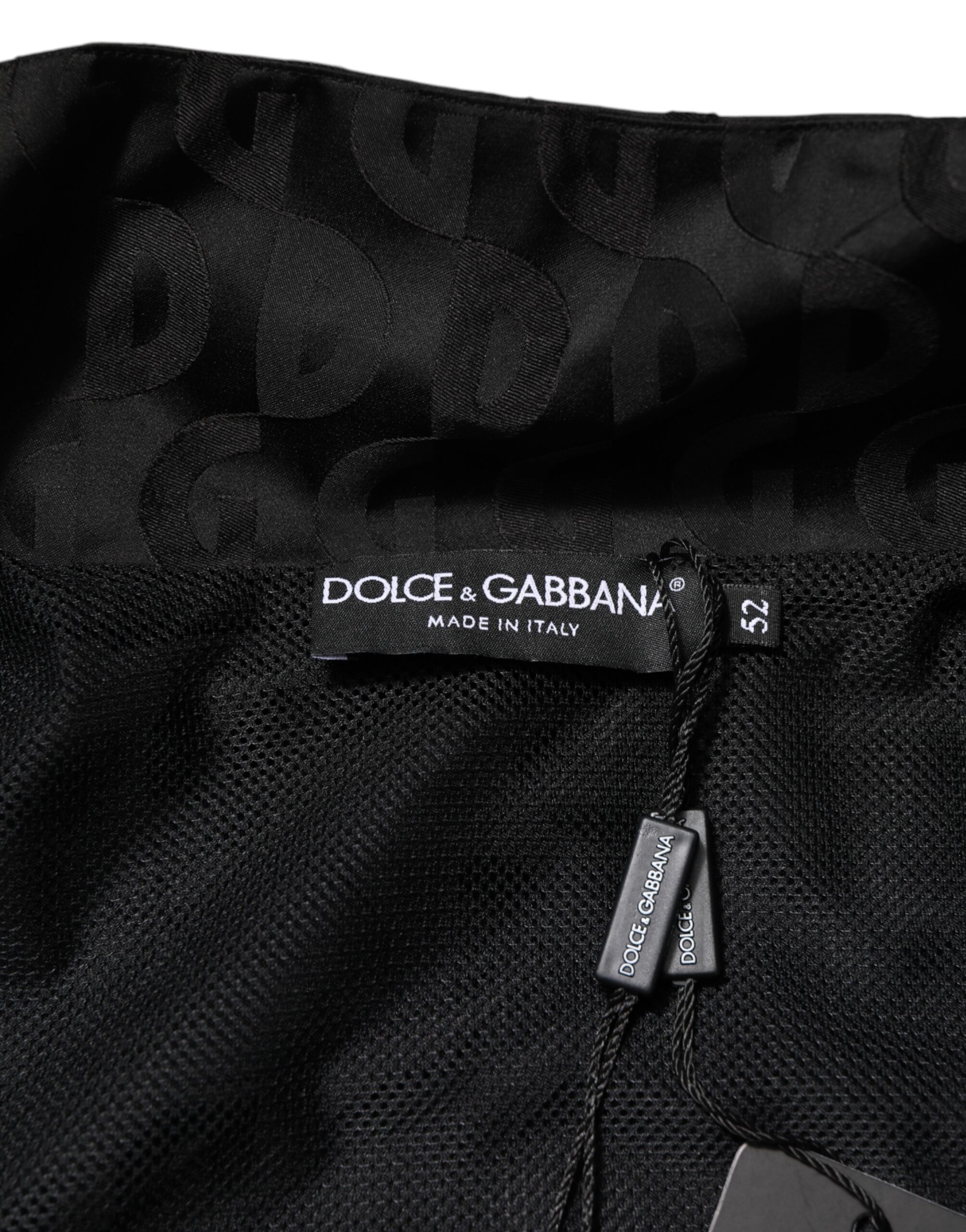 Dolce & Gabbana Black Jacquard Men Full Zip Bomber Sweater - Image 5