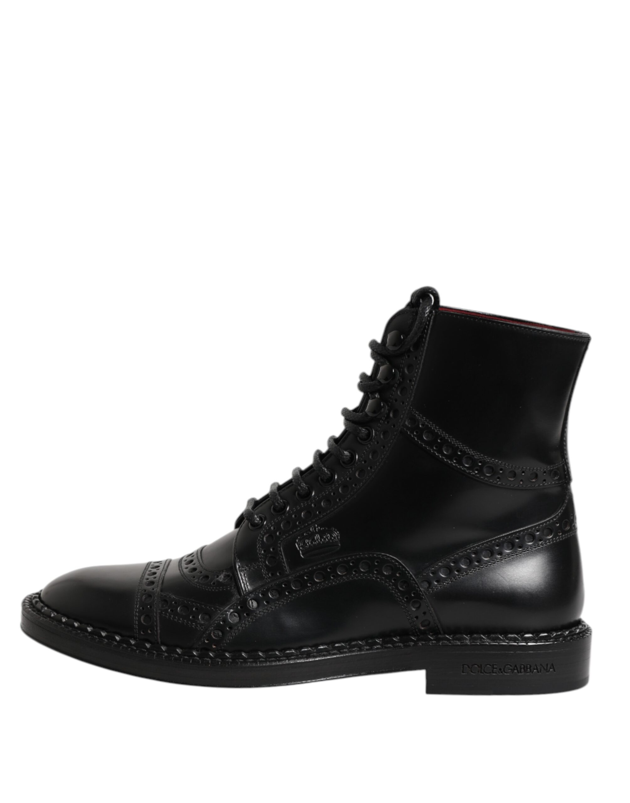 Dolce & Gabbana Black Leather Lace Up Mid Calf Boots Shoes - Image 6