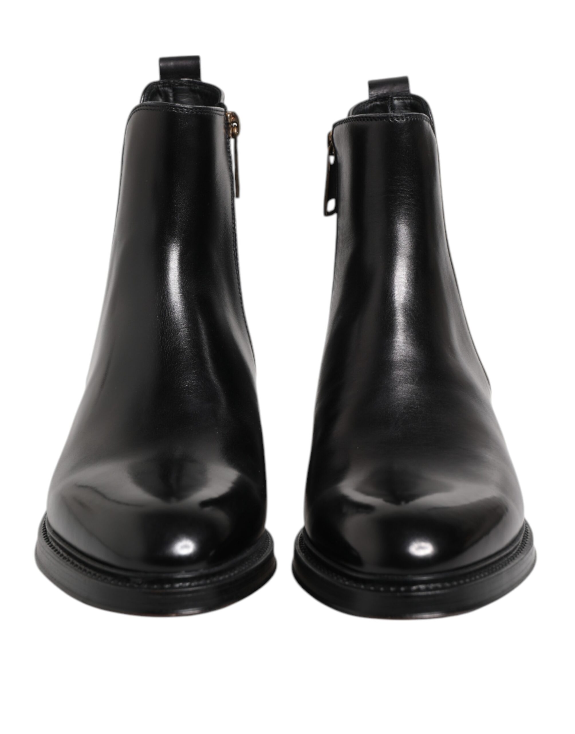 Dolce & Gabbana Black Chelsea Leather Mid Calf Boots Shoes - Image 2
