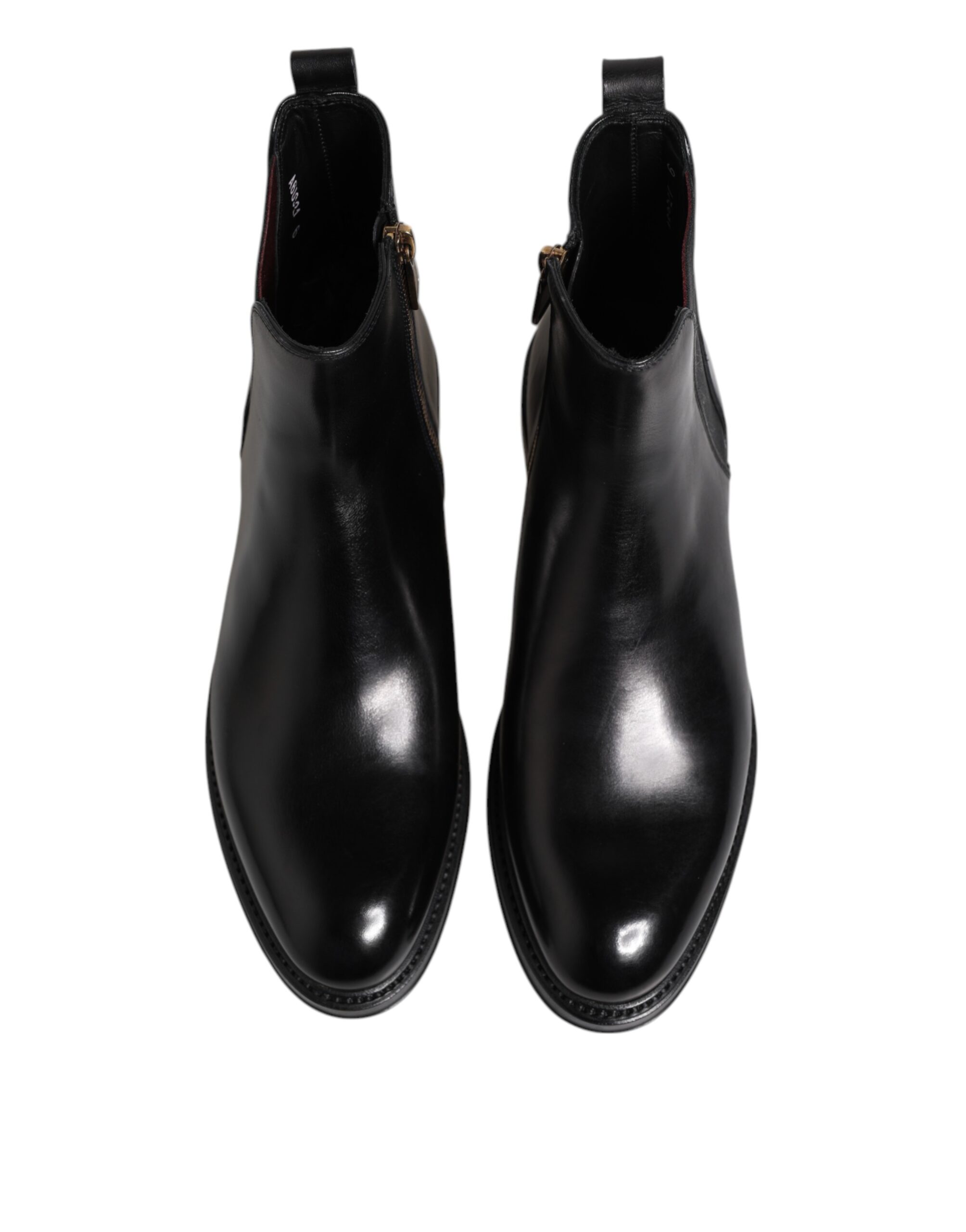 Dolce & Gabbana Black Chelsea Leather Mid Calf Boots Shoes - Image 3