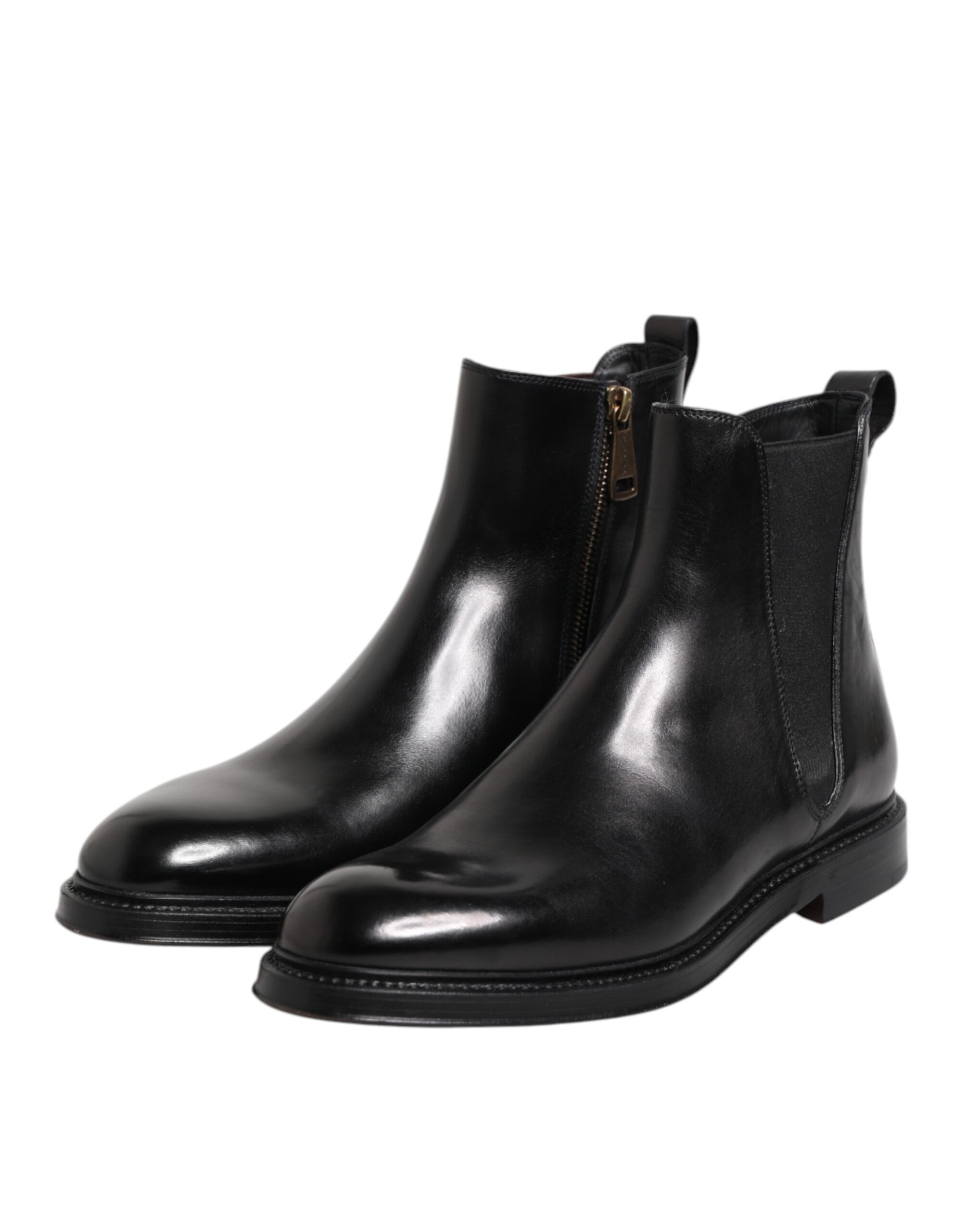 Dolce & Gabbana Black Chelsea Leather Mid Calf Boots Shoes - Image 4