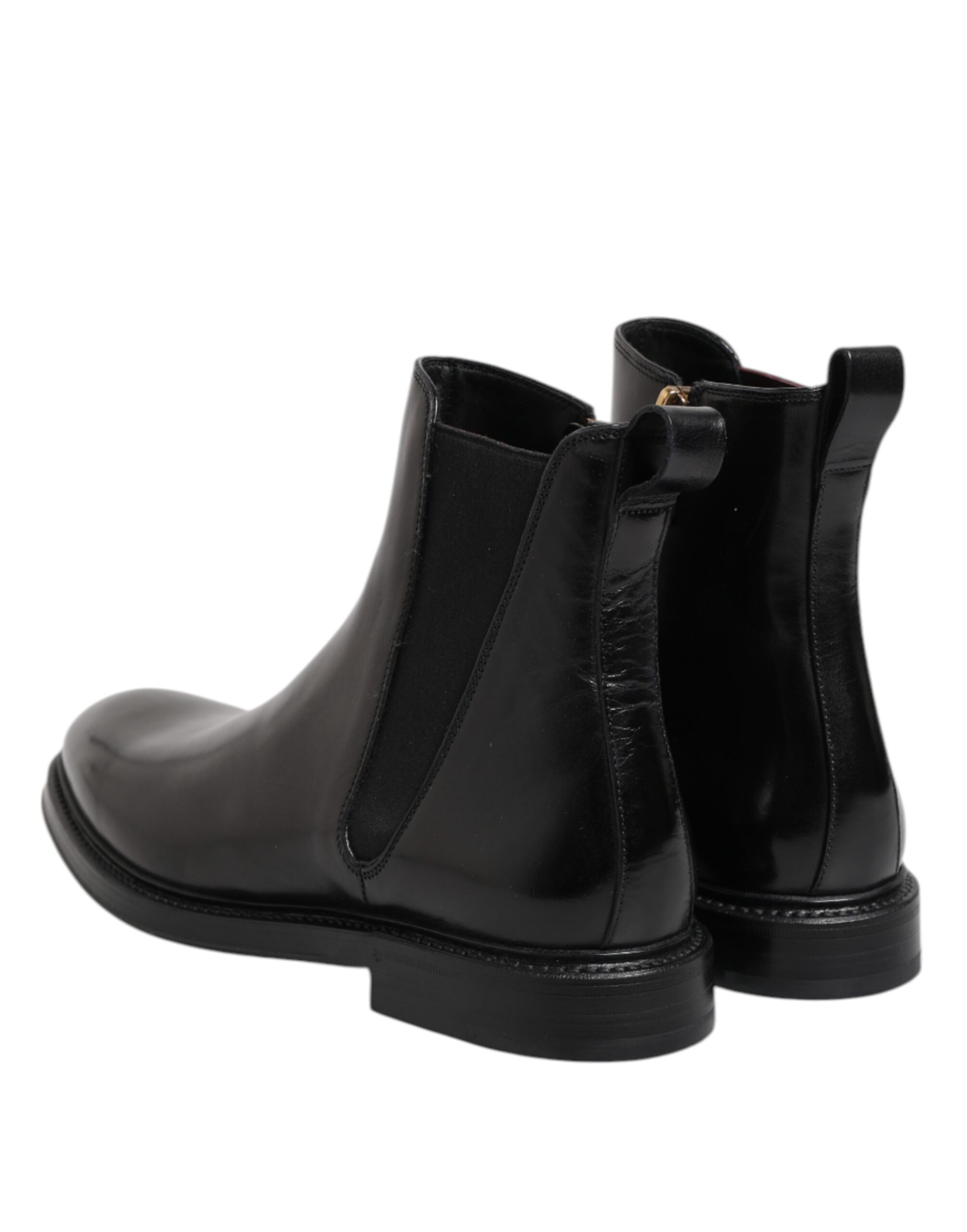 Dolce & Gabbana Black Chelsea Leather Mid Calf Boots Shoes - Image 5